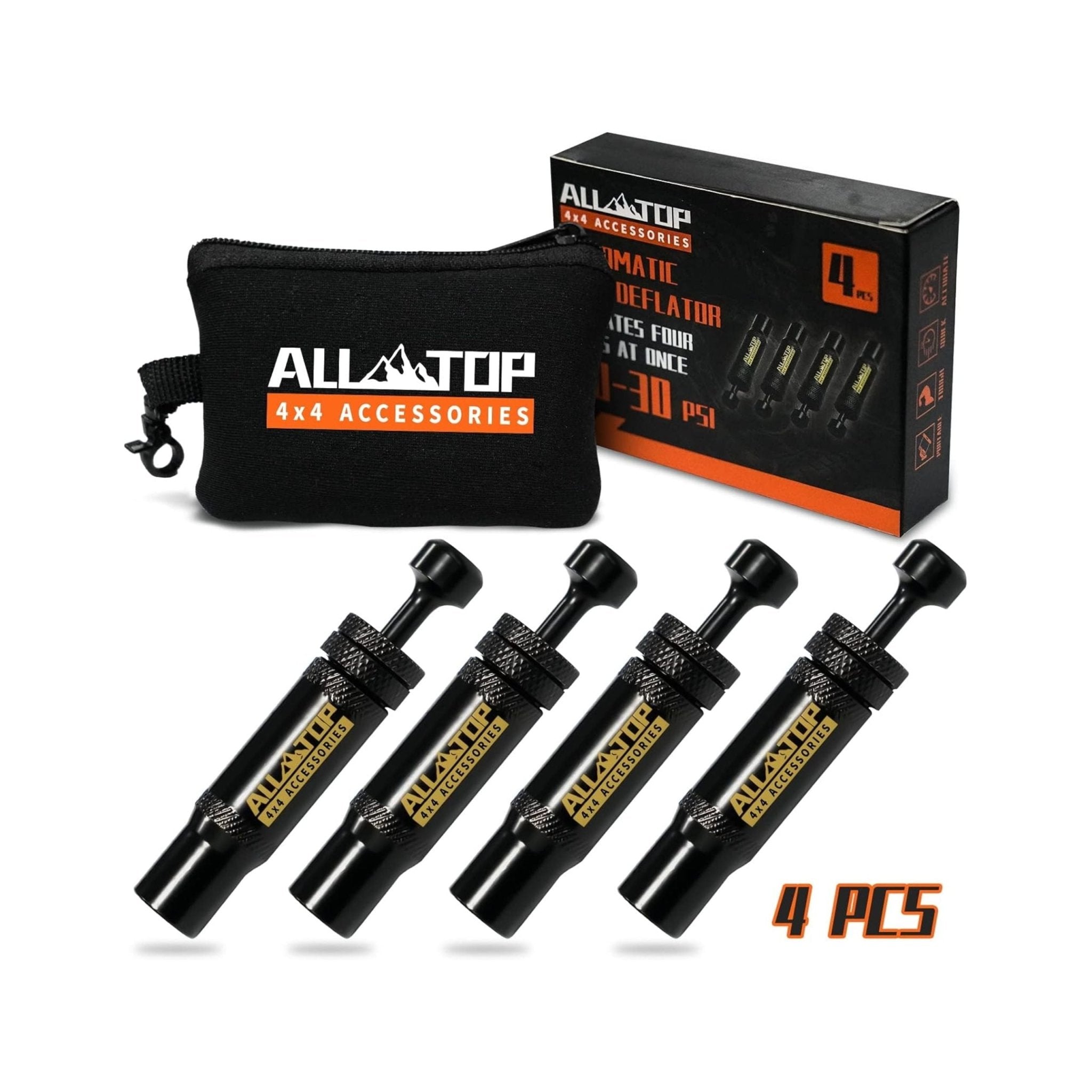 ALL TOP 4x4 Tire Deflator Valve 4PCS - Black