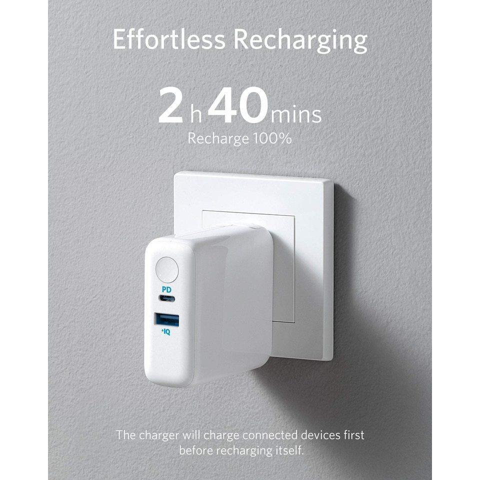 ANKER 2 in 1 Powerbank + Wall Charger - White