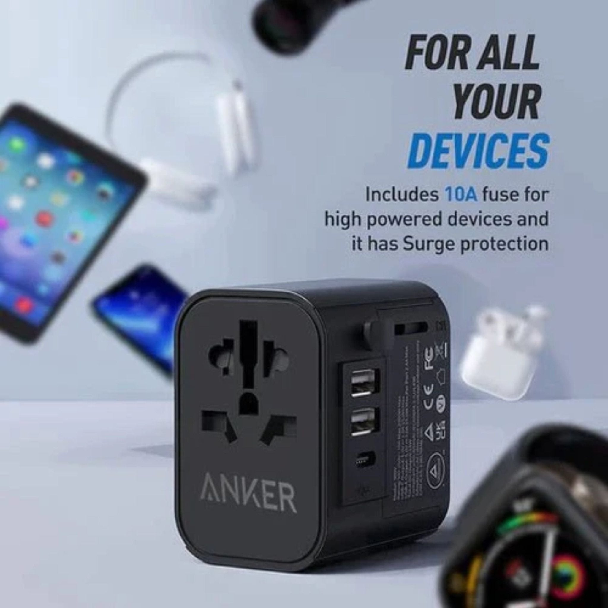 ANKER 312 Outlet Extender 30W With 3 USB Ports - Black