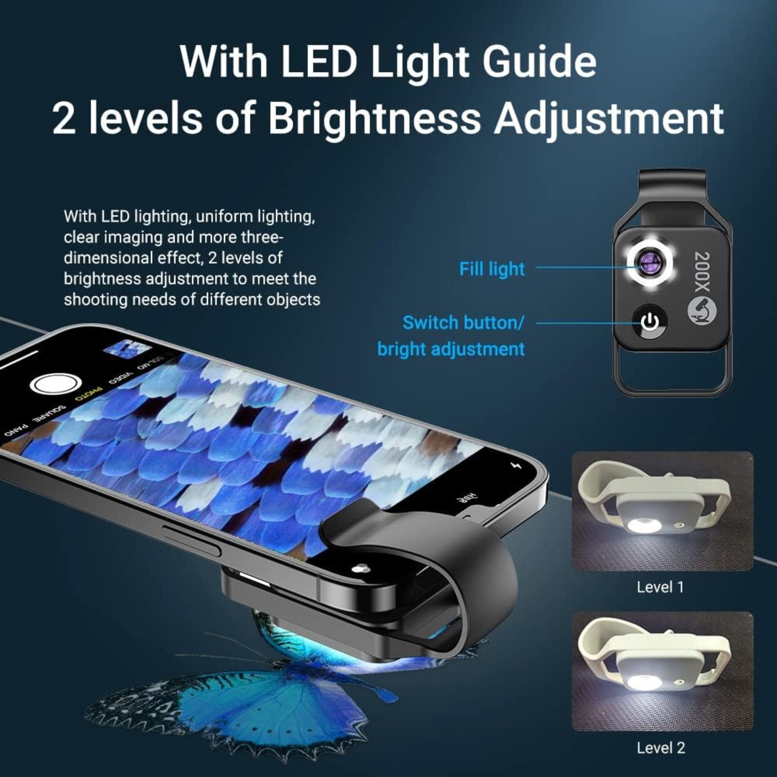 APEXEL 200X Smartphone Microscope Lens With CPL - Black
