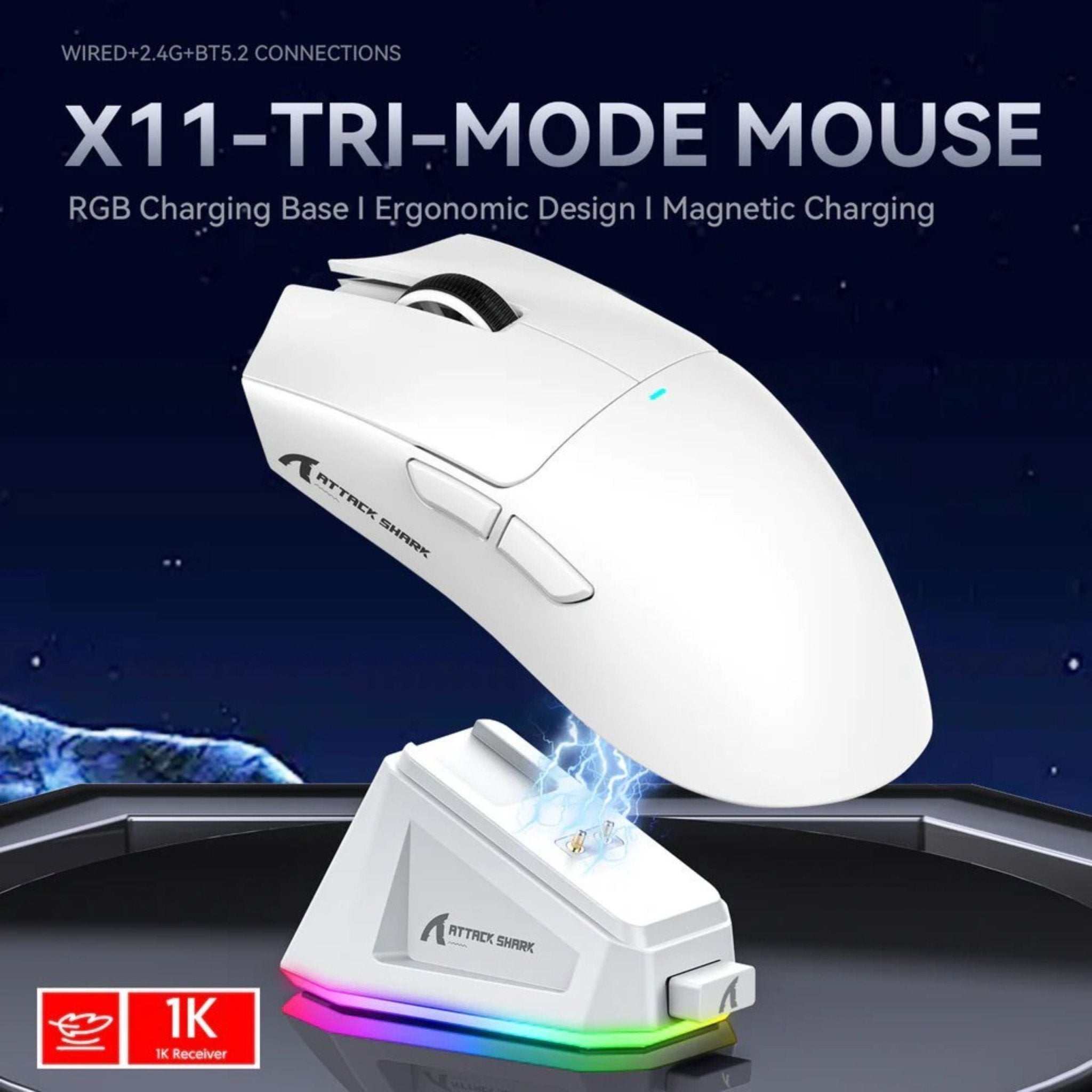 ATTACK SHARK X611-Wired+2.4G+BT Mouse