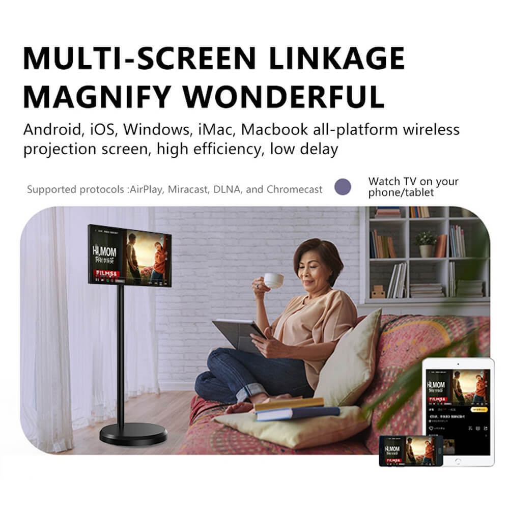 Android Mobile Smart Touch Screen With Built-In Stand, 21.5 Inch 6+128GB Smart Display - White