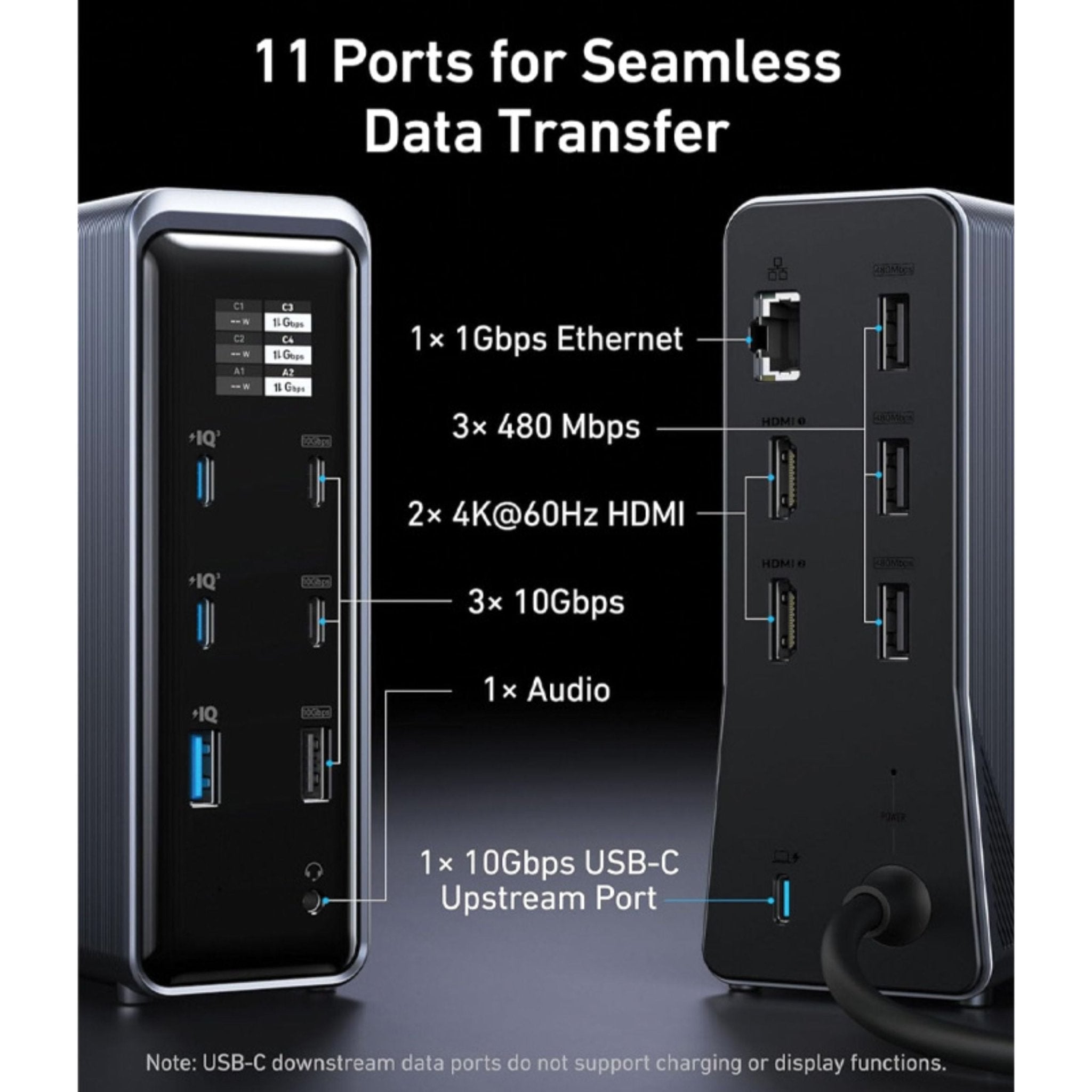 Anker 14 - in - 1 Highly Integrated Workstation Dock 4K 10Gbps 160W - Black - STOORE.AE | ستور الامارات