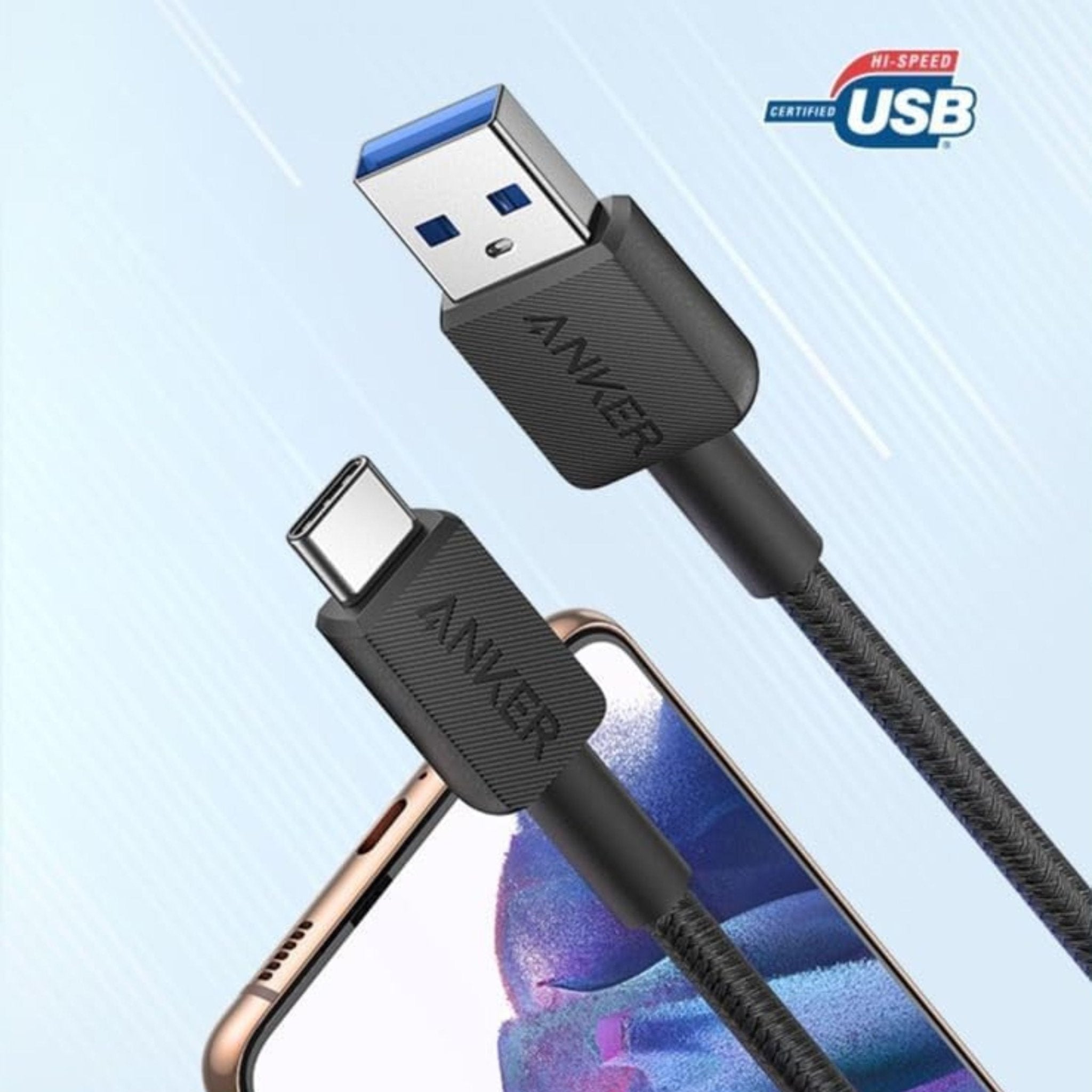 Anker 322 USB-A To USB-C Cable 1.8m Braided - Black