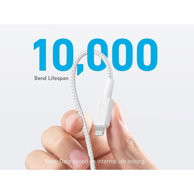 Anker 322 USB-C to Lightning Cable Braided 6ft(1.8m) - White
