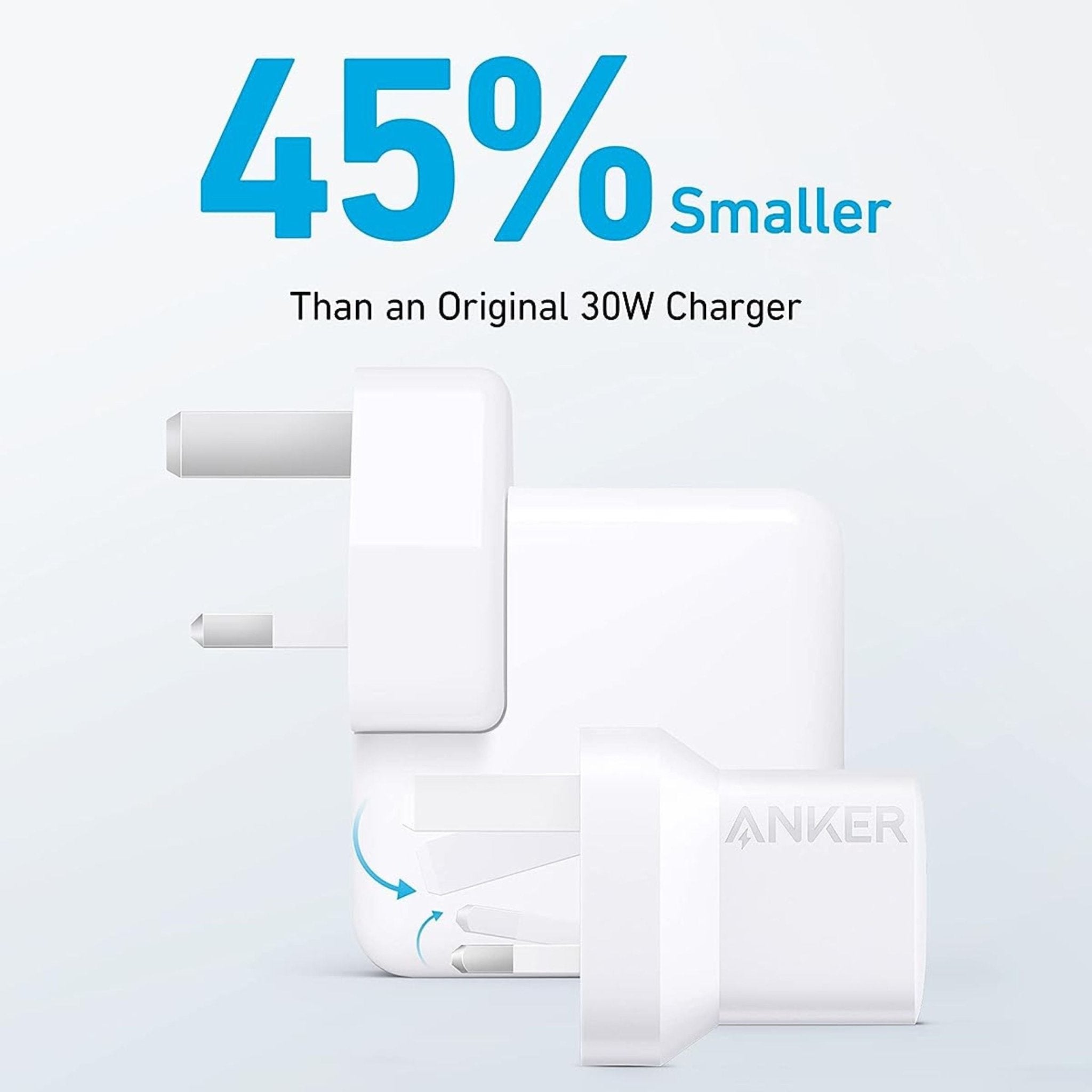 Anker 323 Charger with 33W USB C to Lightning Cable 1m - White