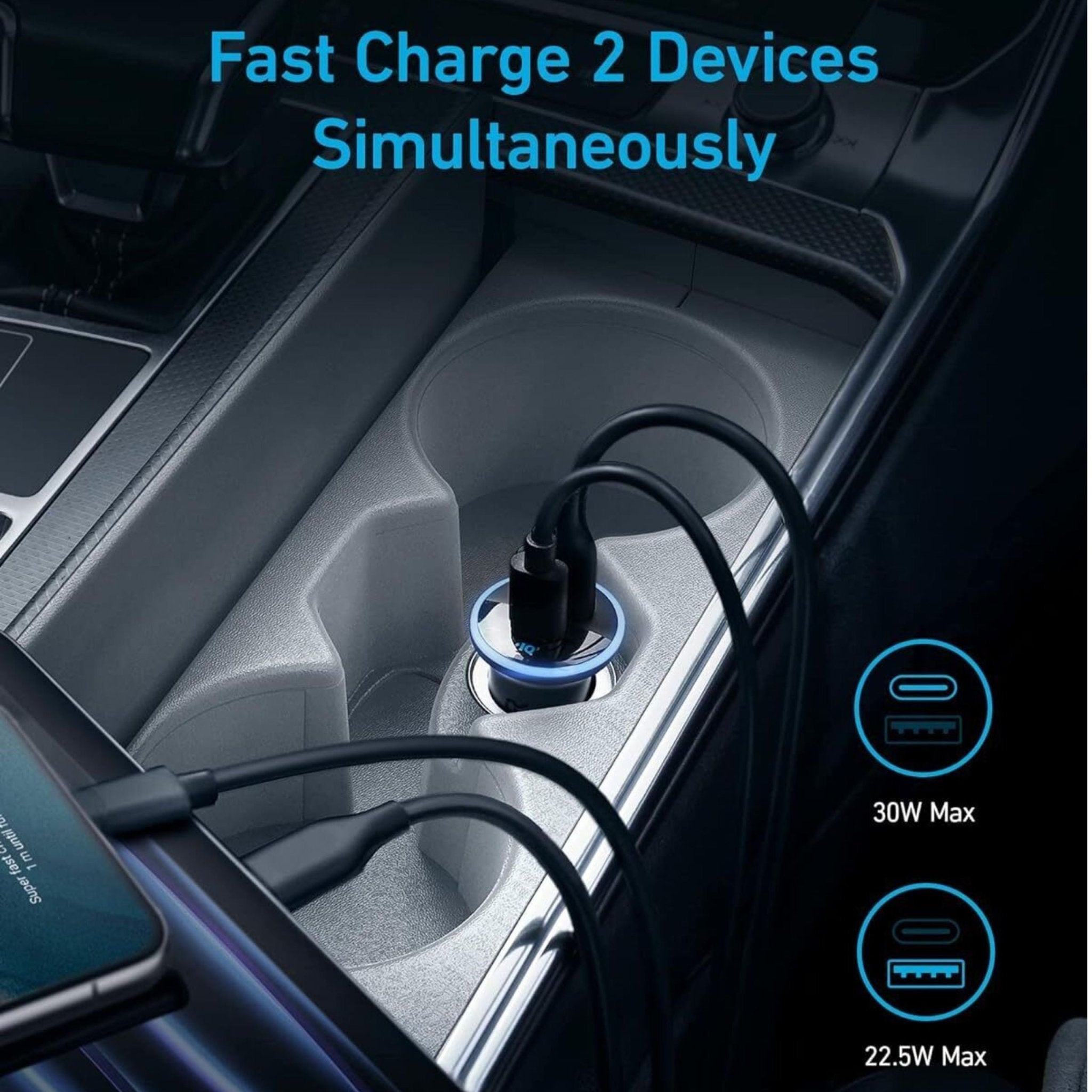 Anker 323 Dual-Port High Speed Car Charger 52.5W - Black