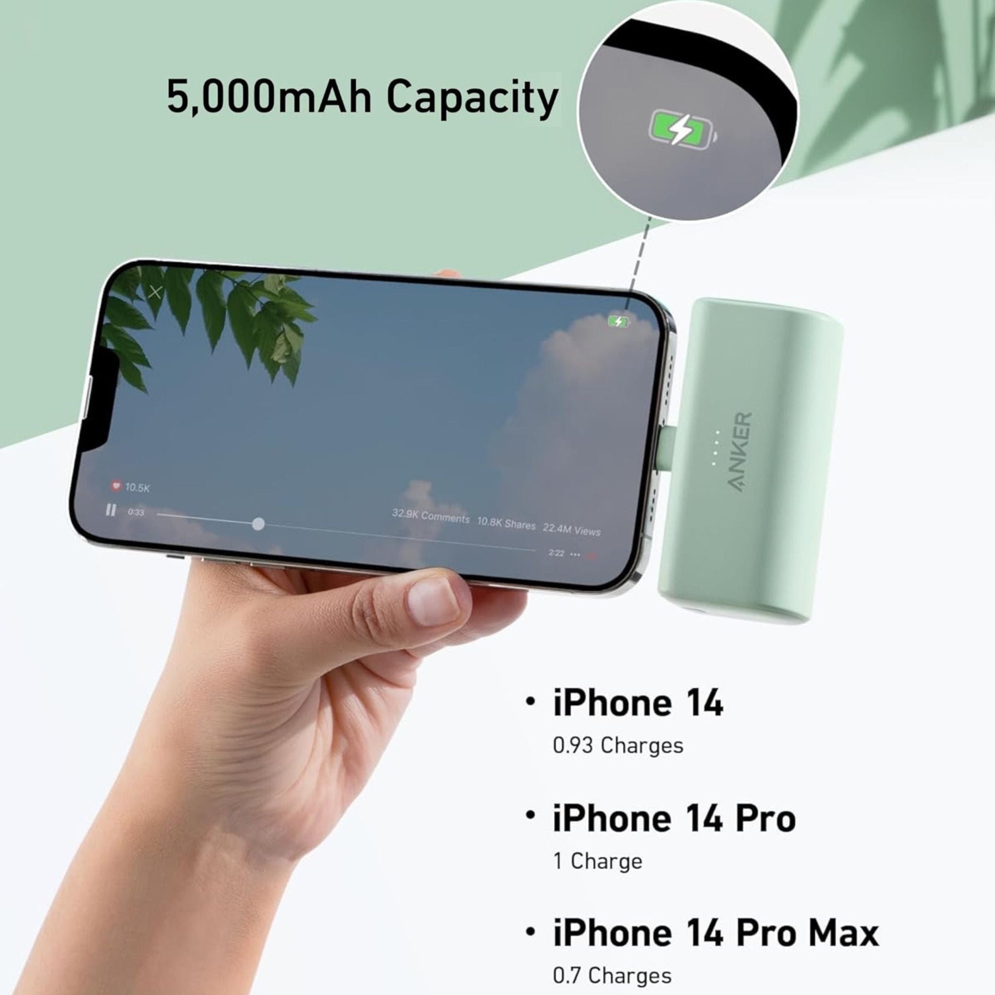 Anker 5000mAh Nano Power Bank 12W Lightninig Connector