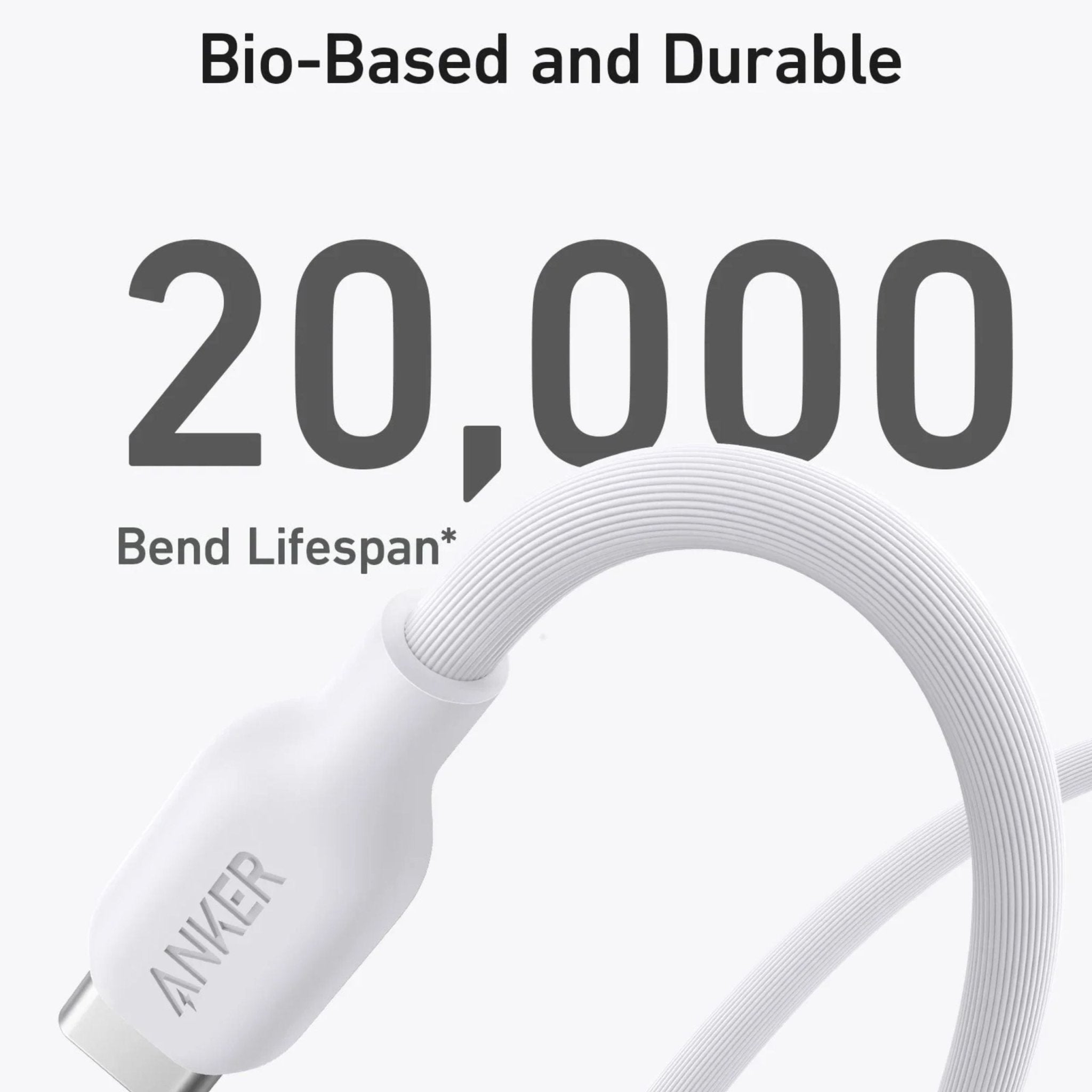 Anker 542 USB-C to Lightning Cable Bio-Based 30W 3ft (0.9M) - White