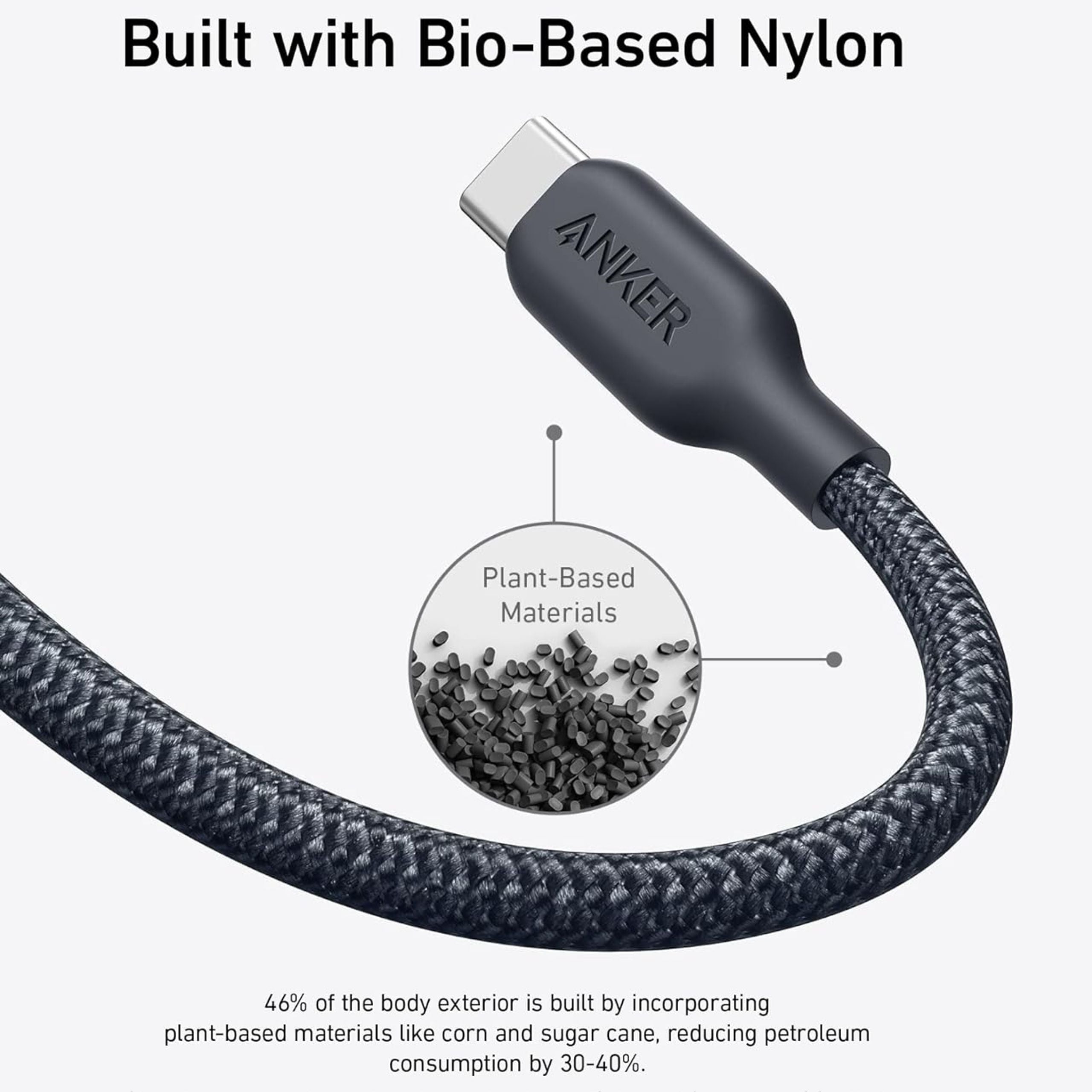 Anker 544 USB-C to USB-C Bio-Braided Cable 240W 6ft (1.8M) - Black