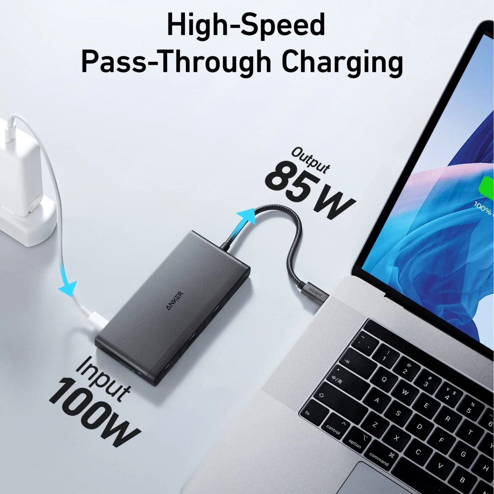 Anker 552 USB-C Hub 9 in 4k HDMI 5Gbps 85w Charging - Grey