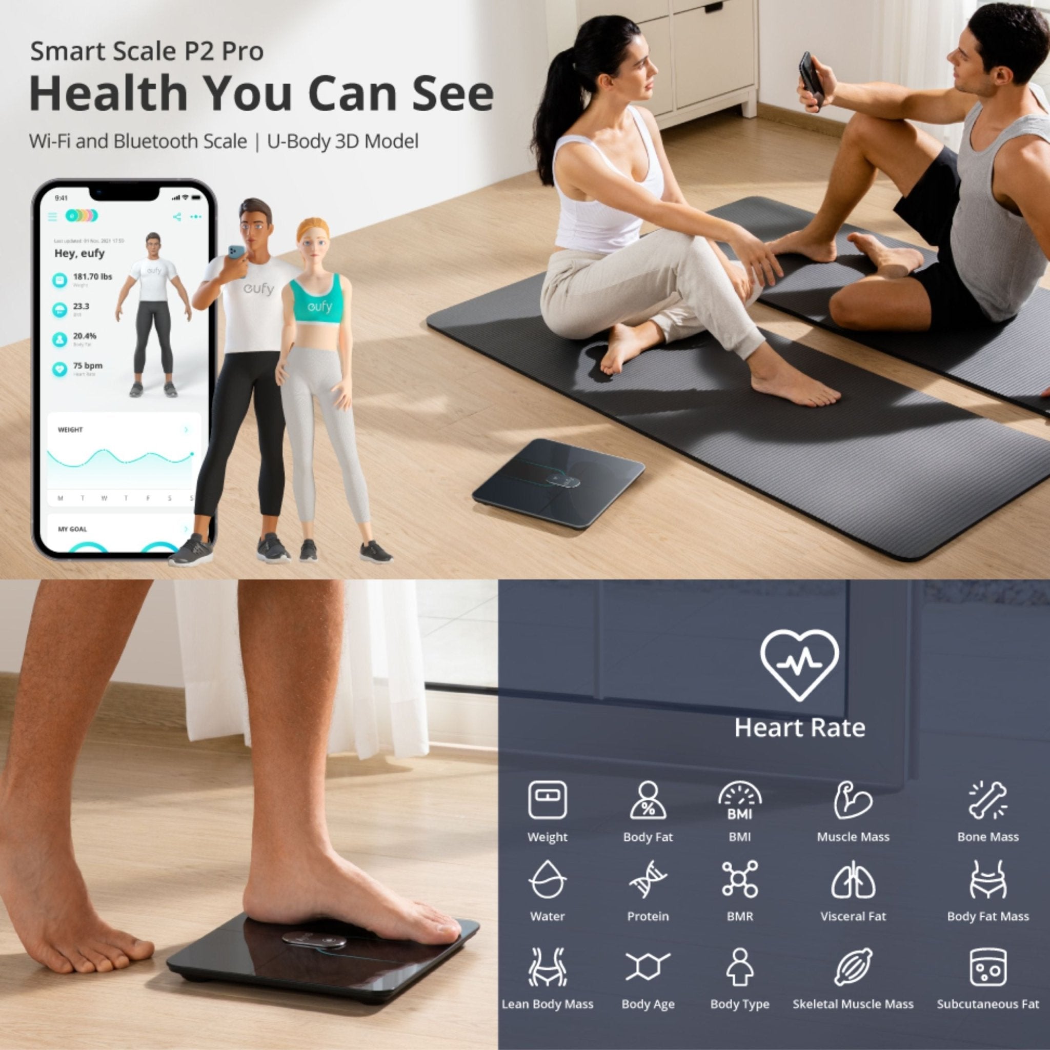 Anker - Eufy Smart Scale P2 With Fitness T9148K11