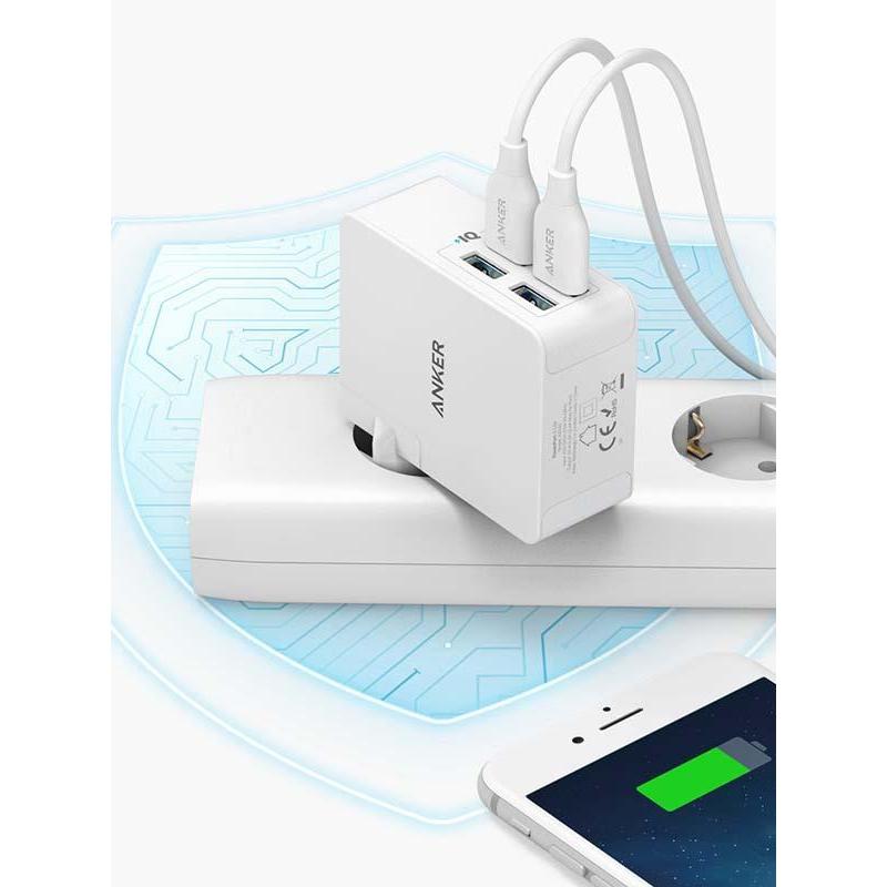 Anker Interchangeable EU And UK Plugs Powerport Lite 4 Ports - White