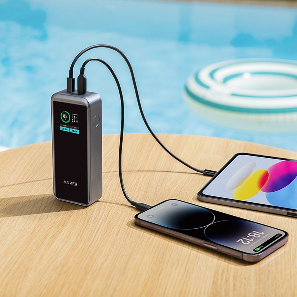 Anker Multi-Device Fast Charging Power Bank (12000mAh, 130W, 3-Port) - Black