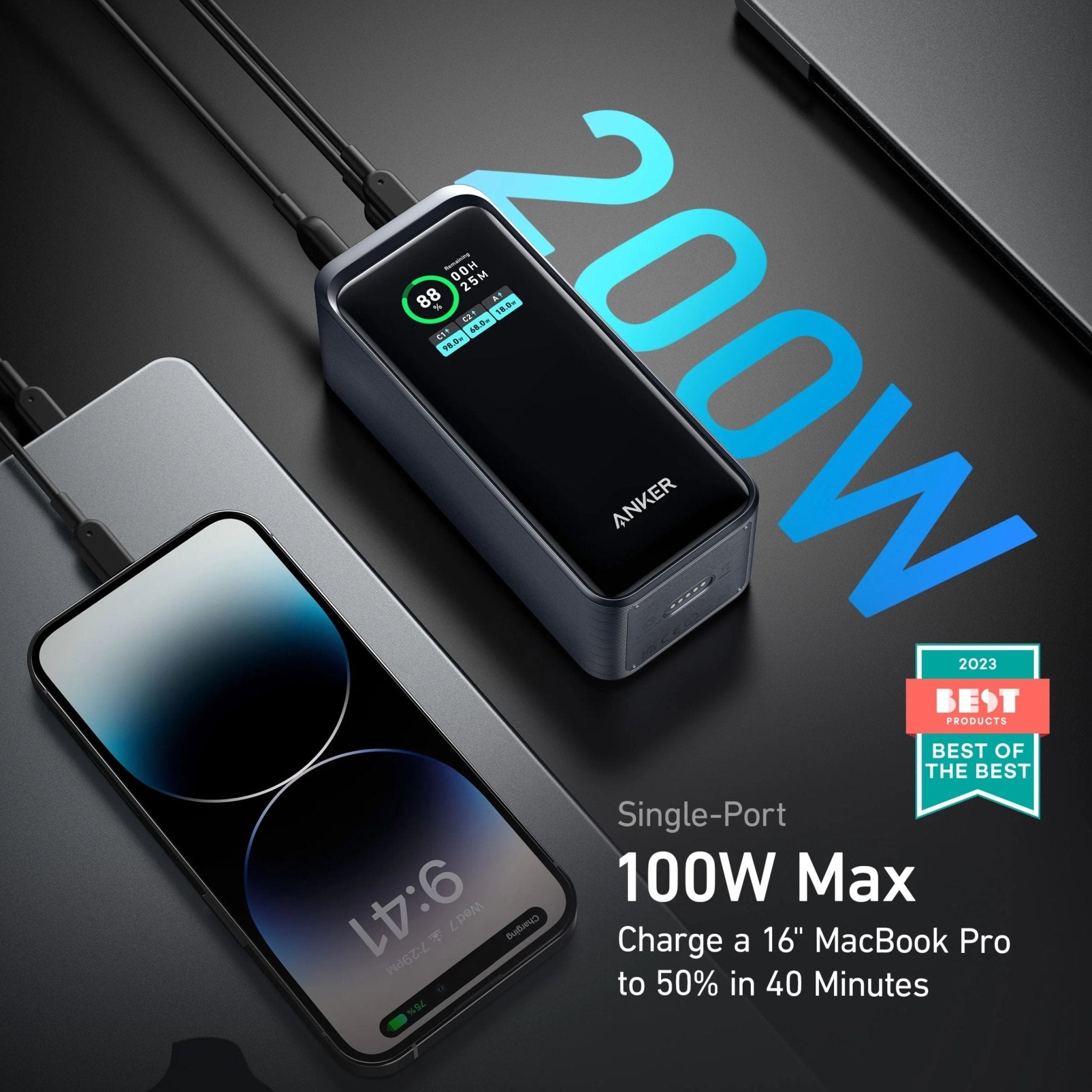 Anker Multi-Device Fast Charging Power Bank (20000mAh, 200W, 3-Port)