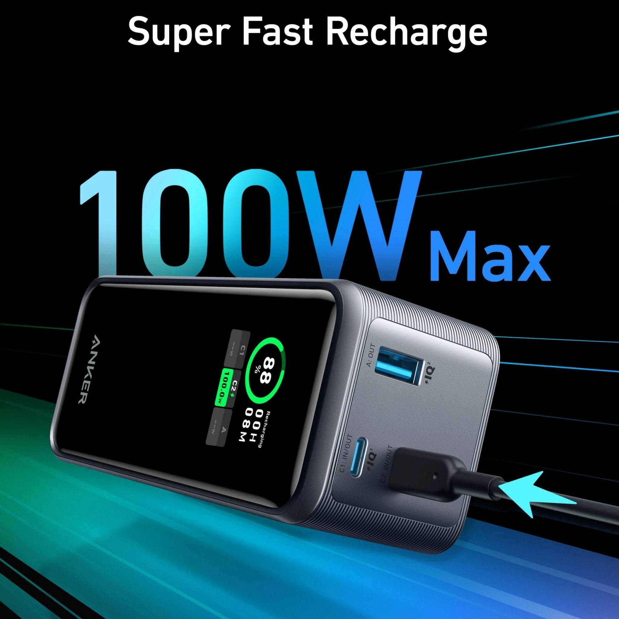 Anker Multi-Device Fast Charging Power Bank (20000mAh, 200W, 3-Port)