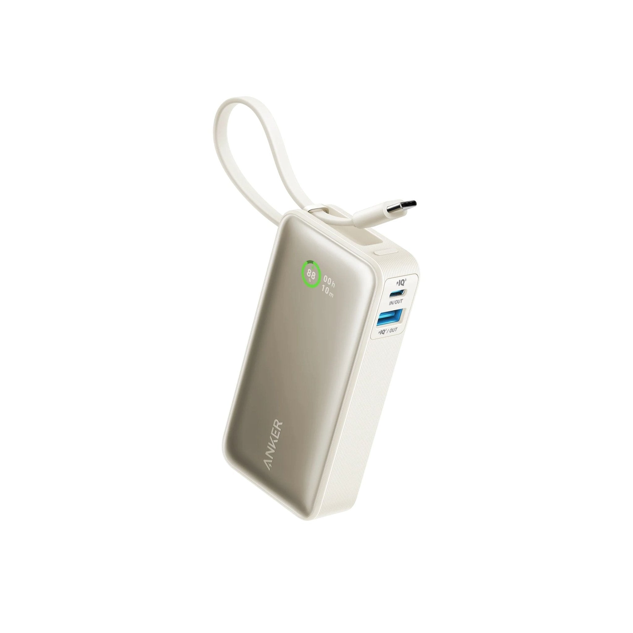 Anker Nano Power Bank 10,000mAh, Intelligent Display (30W, Built-In USB-C Cable)