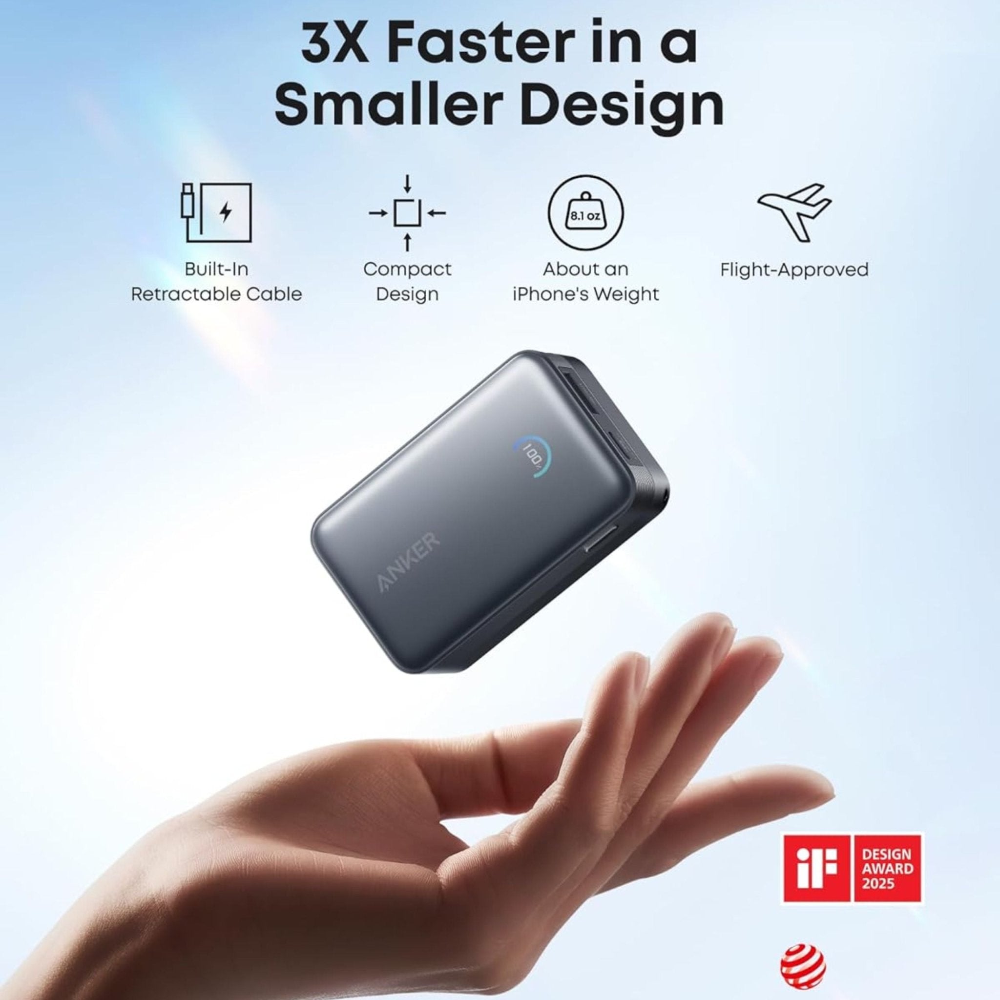 Anker Nano Power Bank 10000mAh With 45W USB-C Cable - Black