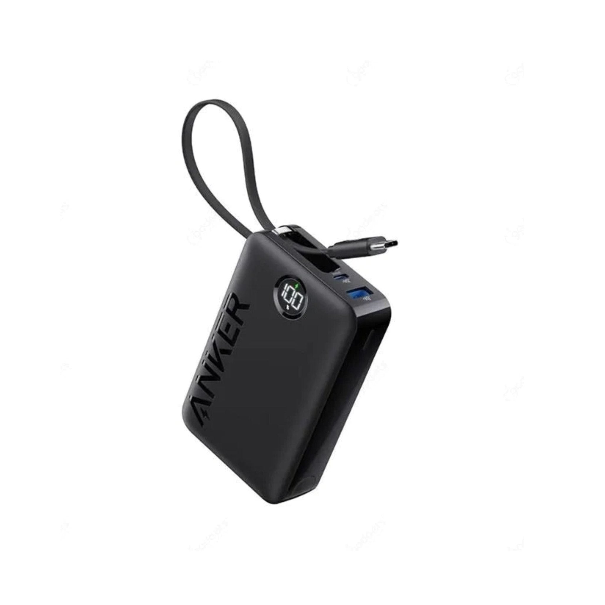 Anker Nano Power Bank 20,000mAh, Intelligent Display (22.5W, Built-In USB-C Cable) - Black
