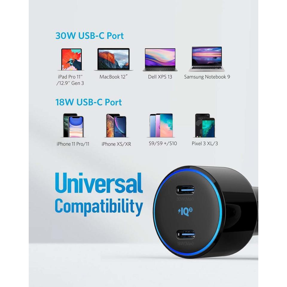 Anker Power Drive Duo Origin 2 USB C-Pd 30w 18w - Black
