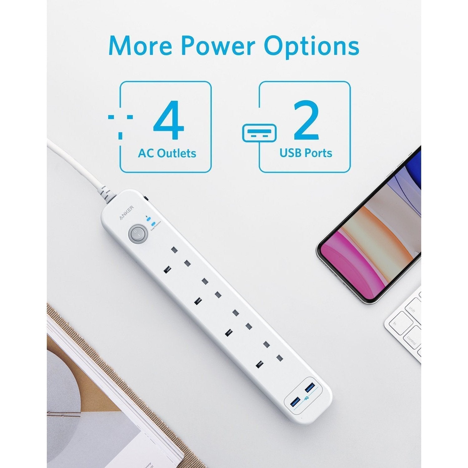 Anker PowerExtend 6-In-1 PowerStrip - White