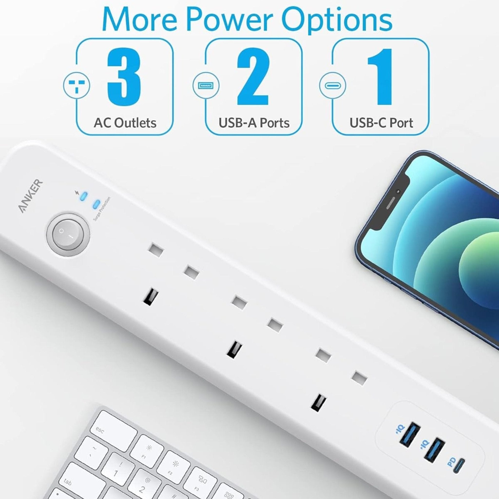 Anker PowerExtend USB-C 3 Strip - White