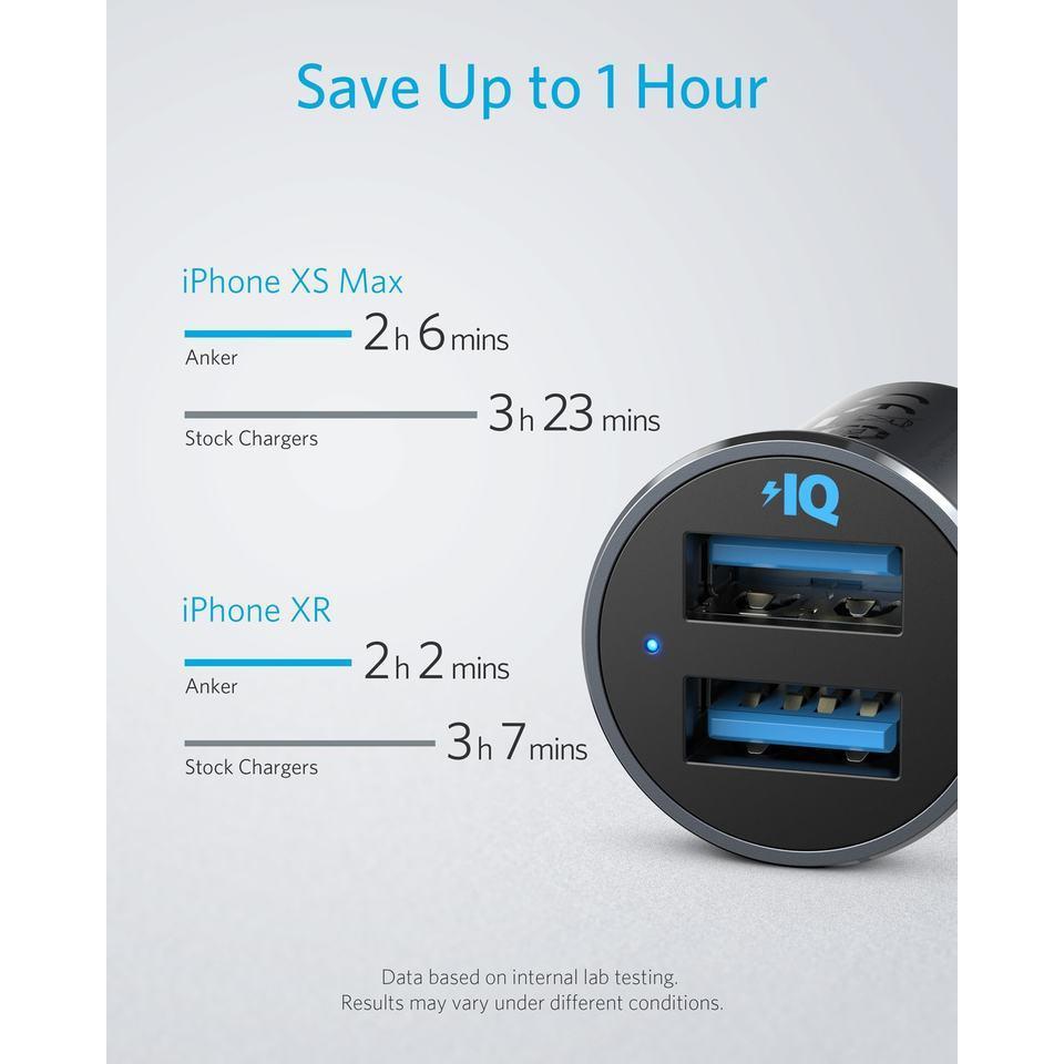 Anker Powerdrive 2 Alloy Metal Mini Car Charger - Black