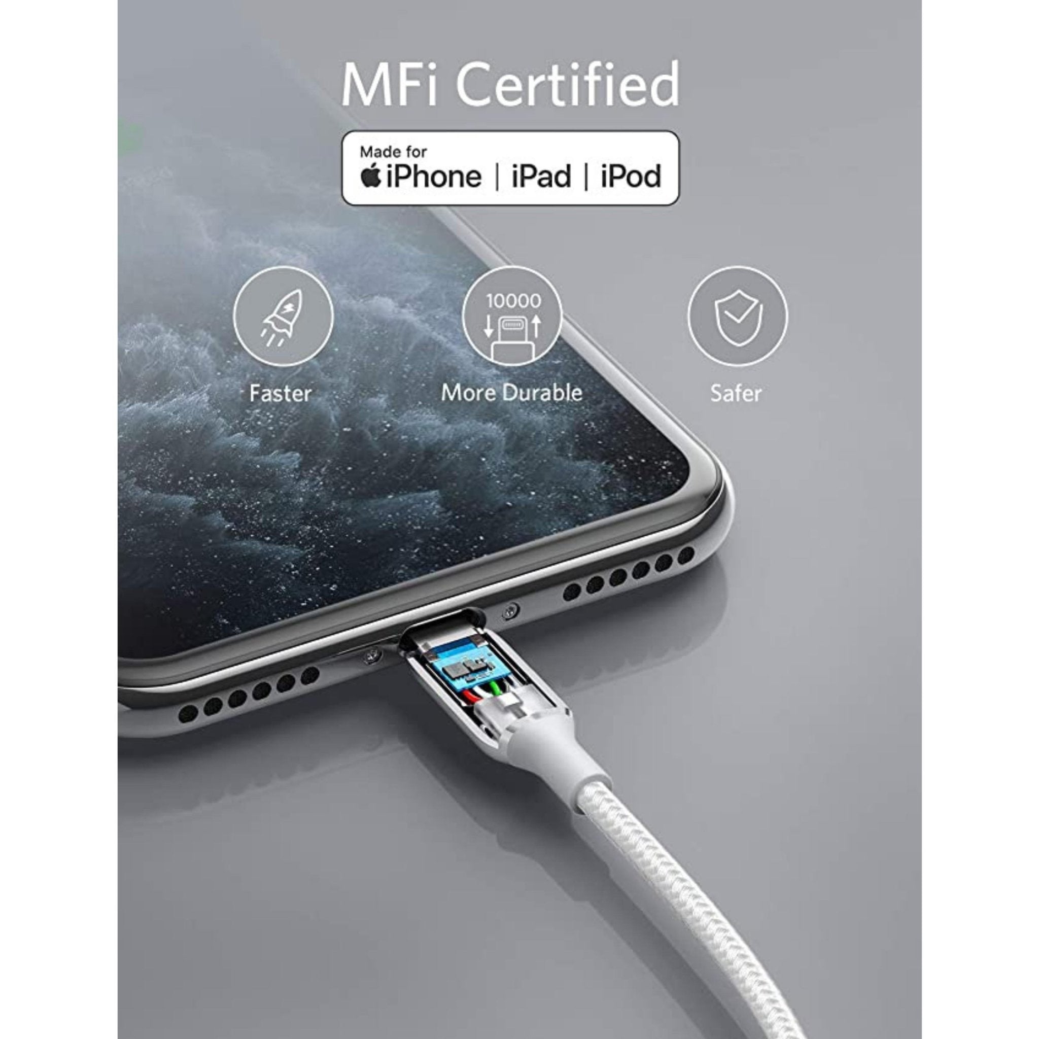 Anker Powerline+ III USB-A C To Lightning 10Ft Silver