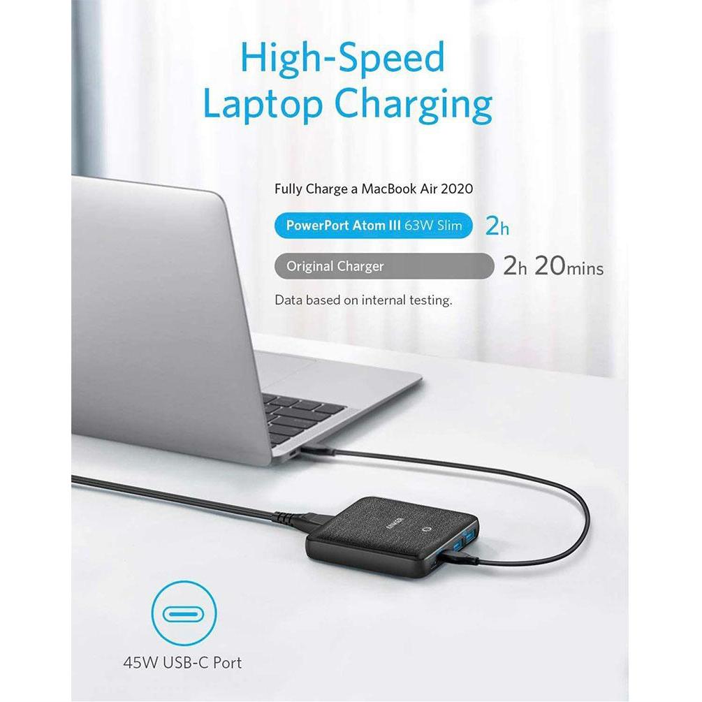 Anker Powerport Atom III 4-Port 65w Slim - Black