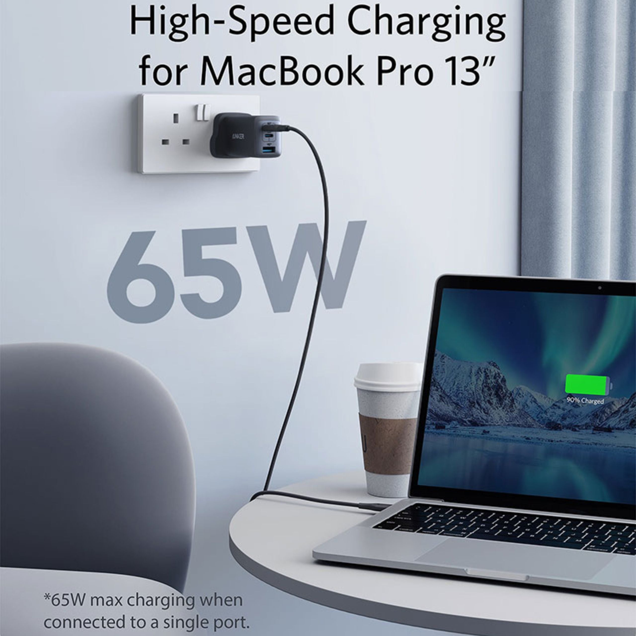 Anker Powerport III 3-Port 65w Pod Plug Version - Black