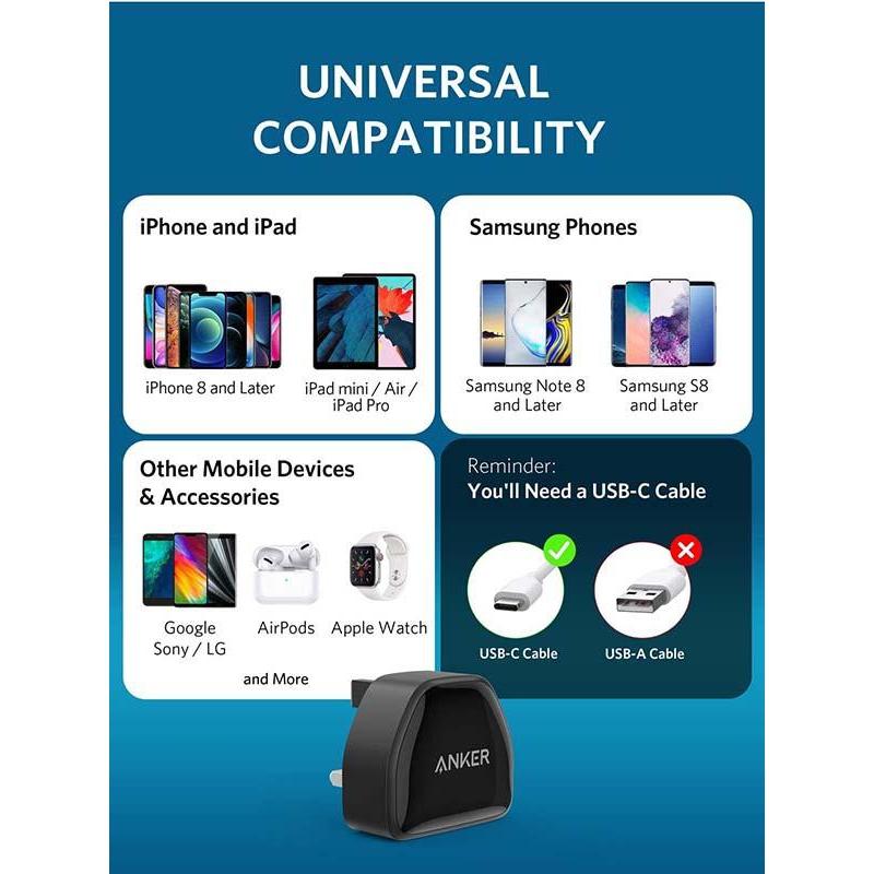 Anker Powerport III Nano-20w Version-High Voltage - Black