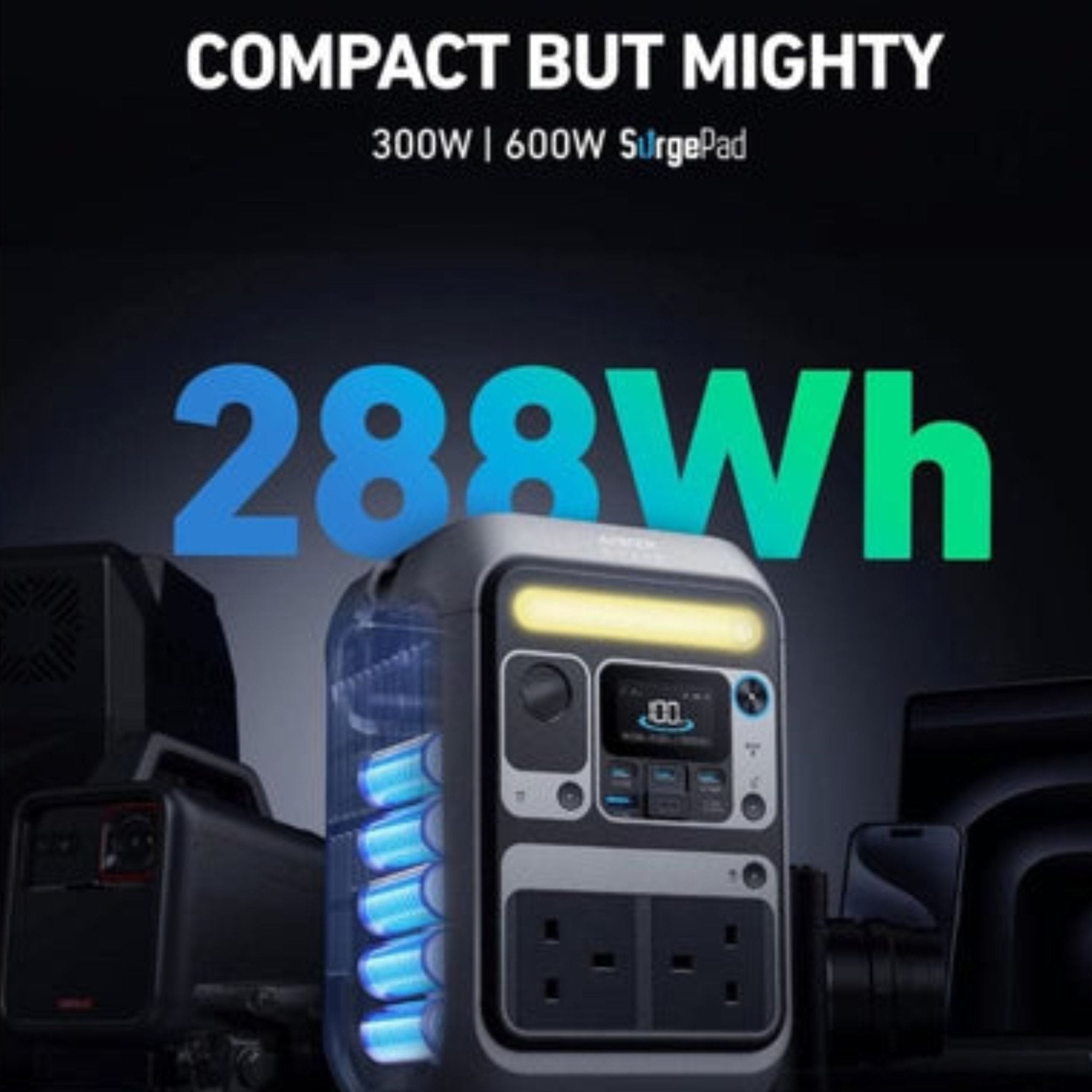 Anker SOLIX C300 Portable Power Station, 288Wh, 300W - Dark Gray