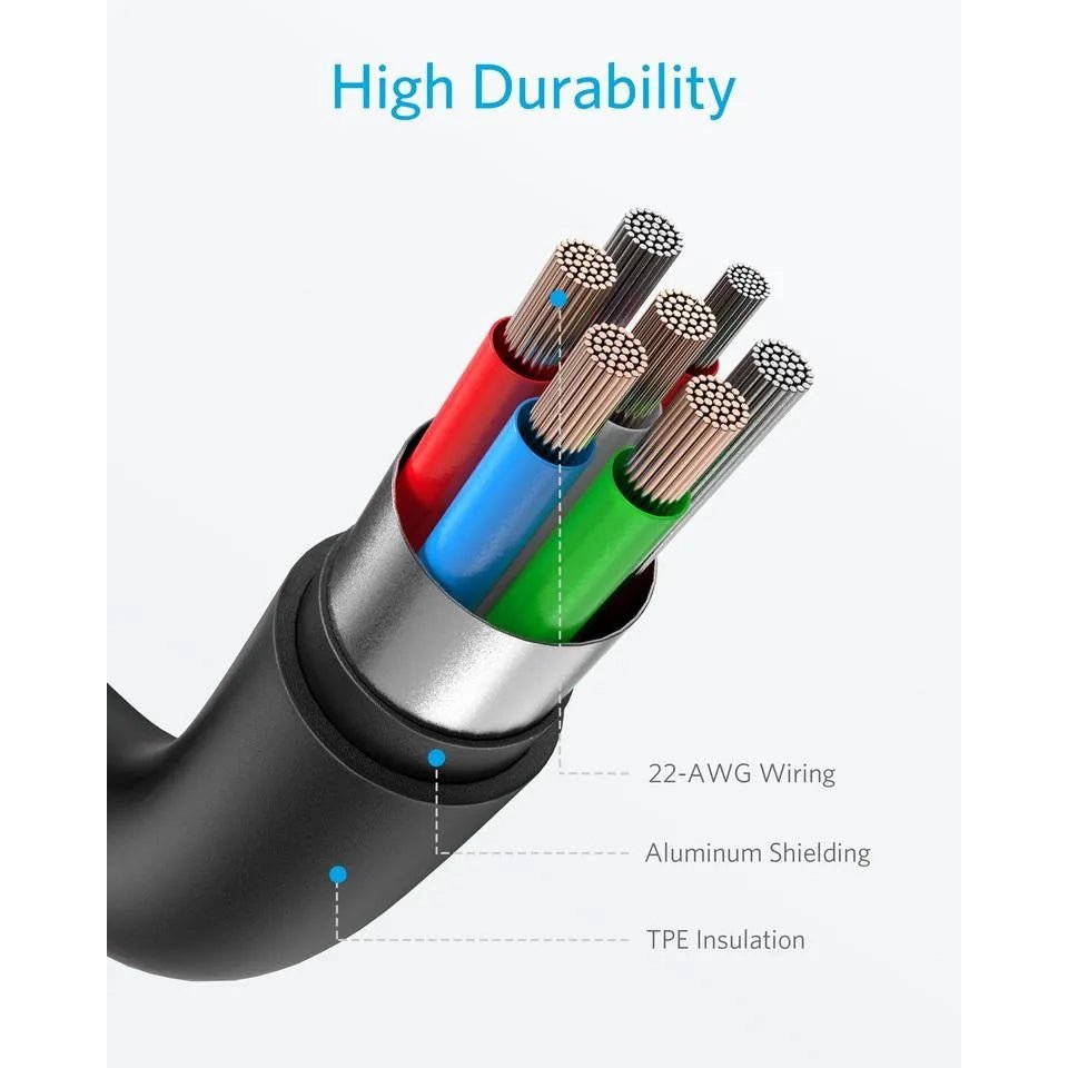 Anker USB-A to Lightning Cable Braided 3ft(0.9m) - Black