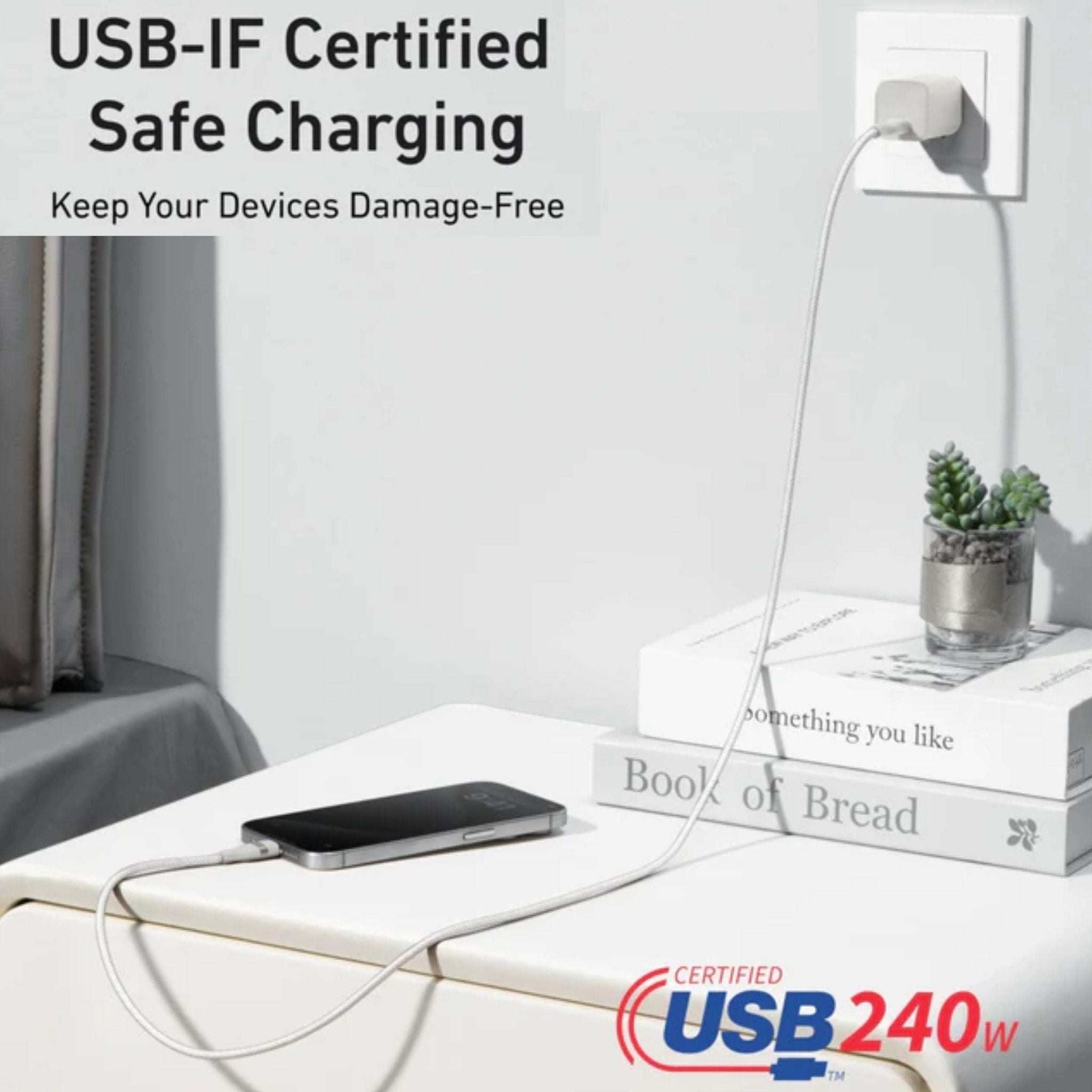 Anker USB-C to USB-C Cable 6ft 240W Upcycled-Braided - White