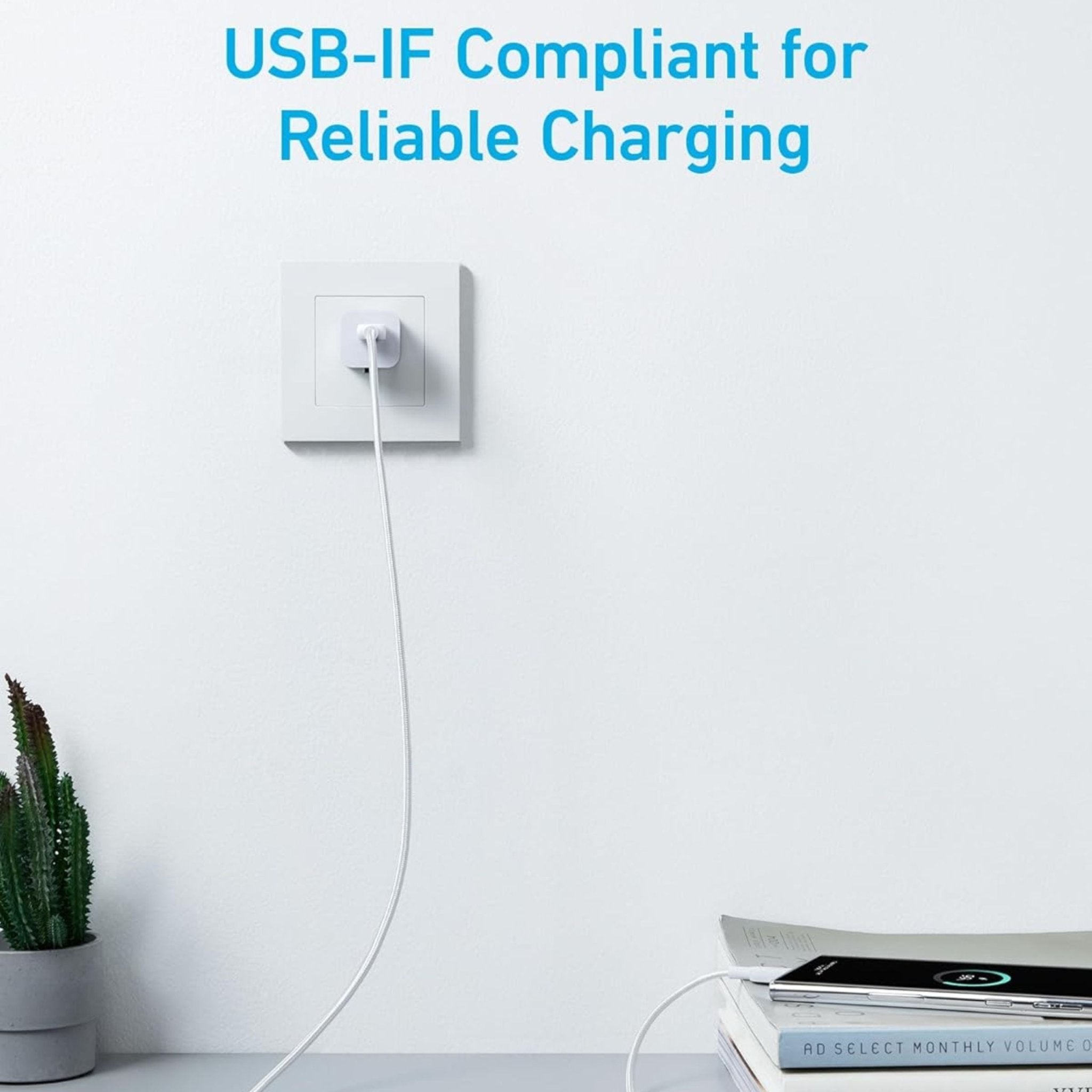 Anker USB-C to USB-C Charging Cable, 60W 6ft(1.8m) - White