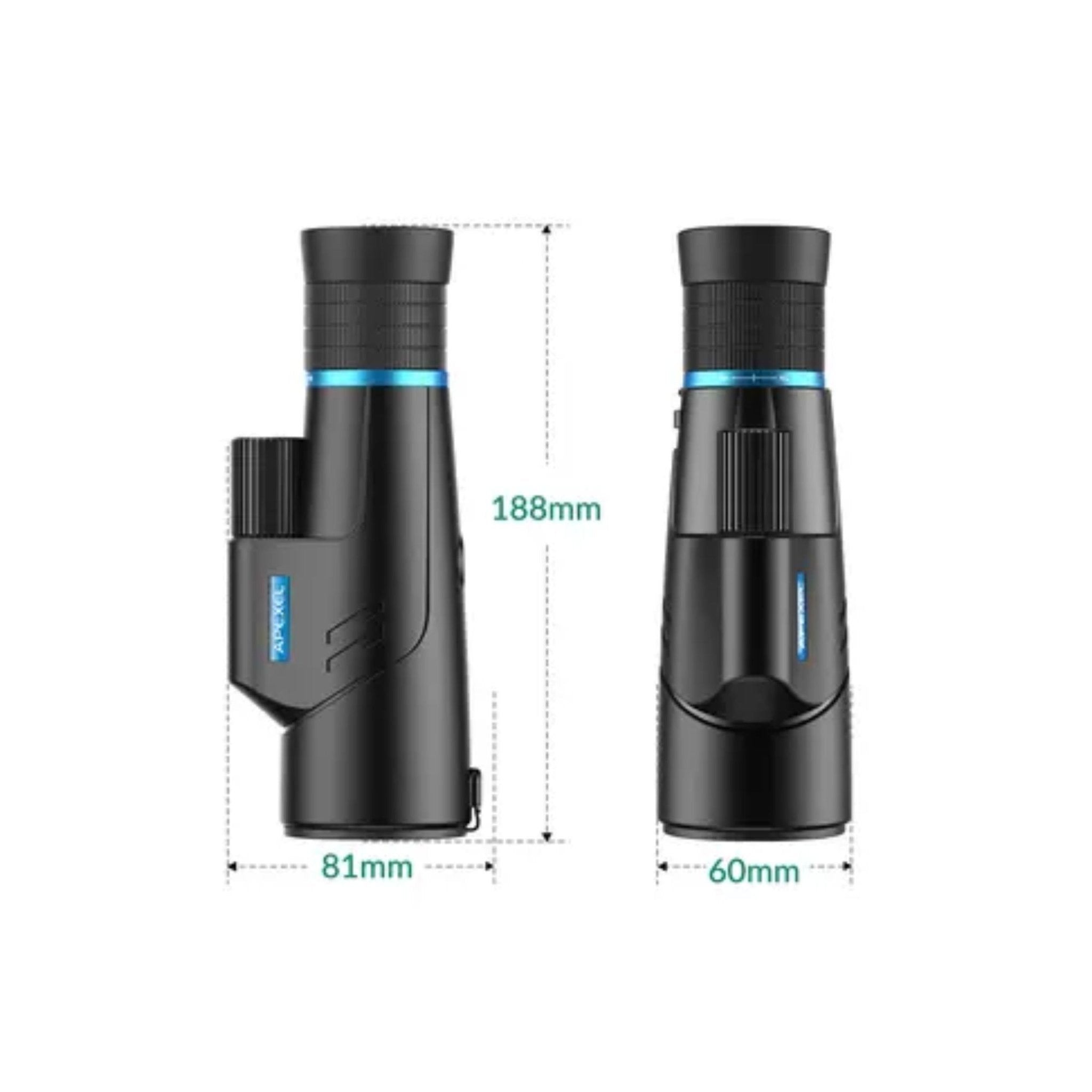 Apexel 10X-20X50 Zoom Monocular - Black