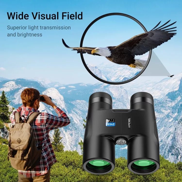 Apexel 10X42 Fixed Focus Roof Binoculars - Black