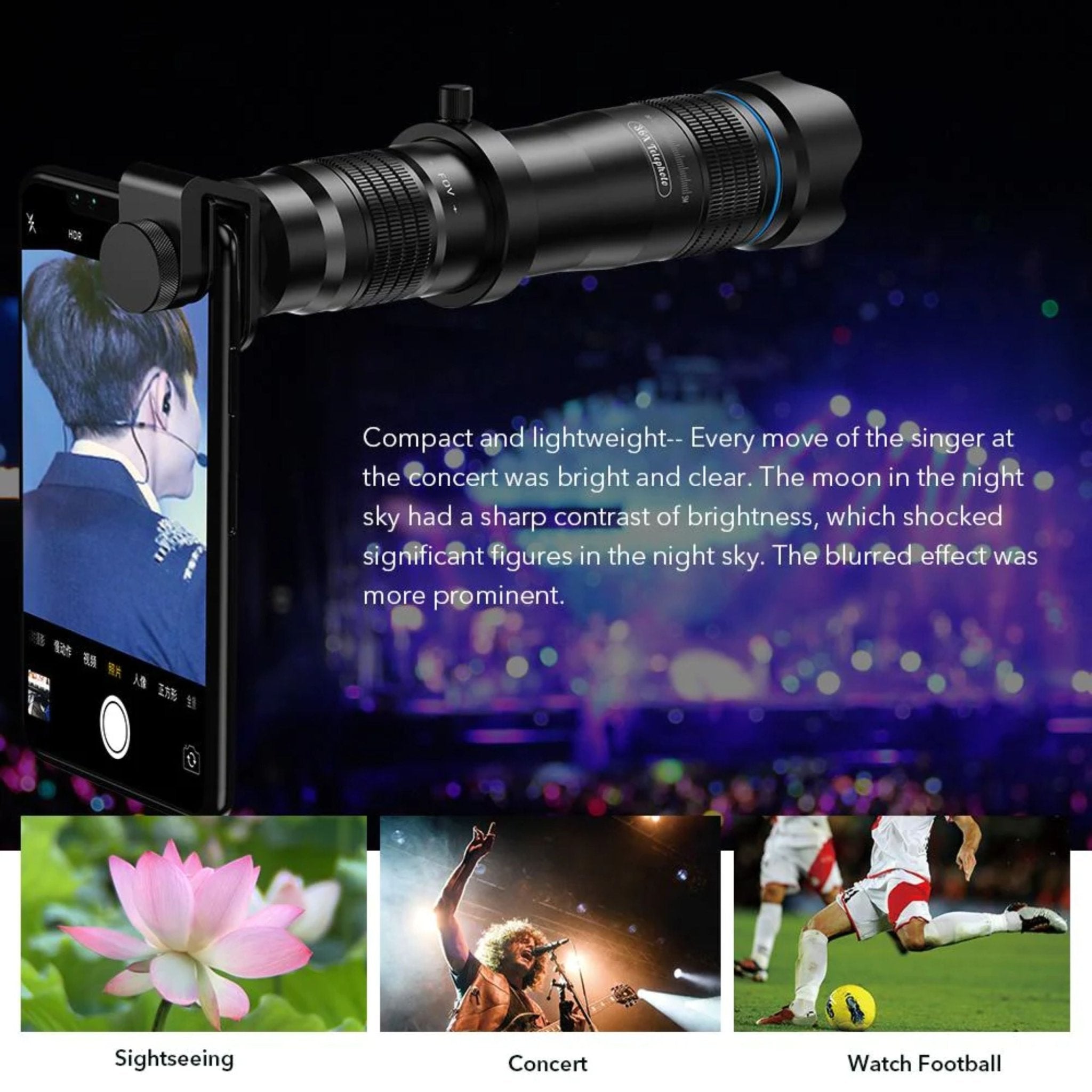 Apexel 36X Telephoto Smartphone Lens - Black