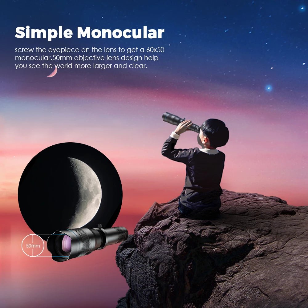 Apexel 60XTelephoto Smartphone Lens - Black