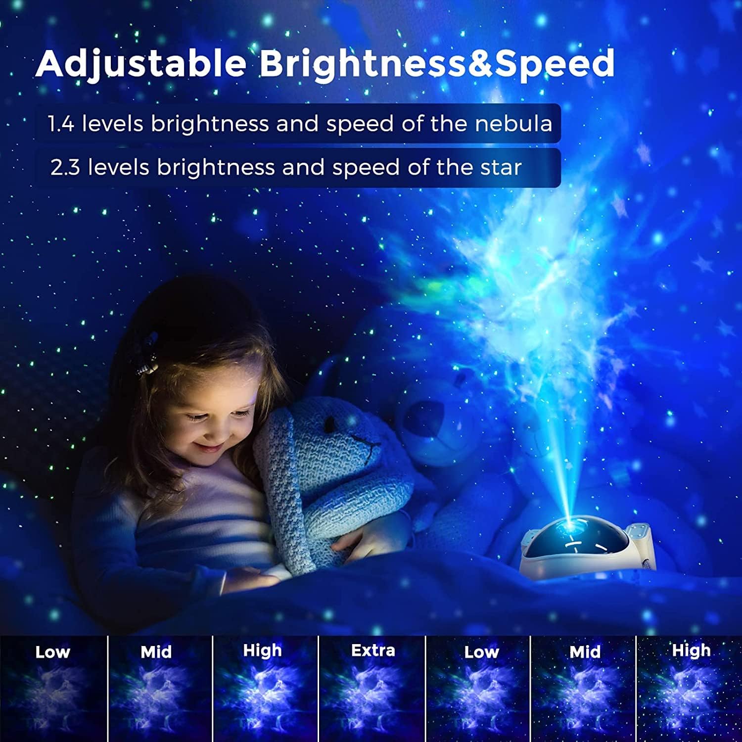 Astronaut Star Projector Light with Bluetooth Speaker - White