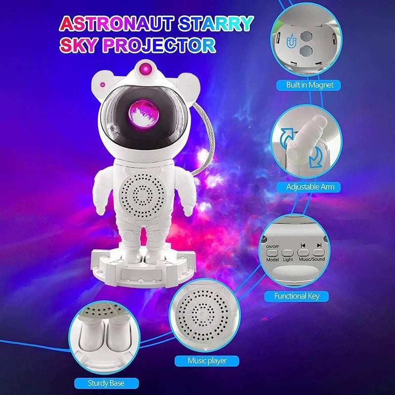 Astronaut Star Projector Light with Bluetooth Speaker - White