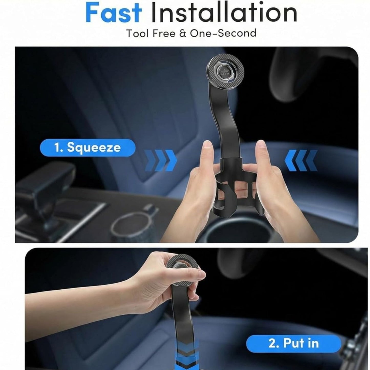BRAVE 2-in-1 MagSafe Car Cup Holder Expander with Phone Mount BHL-58 - Black