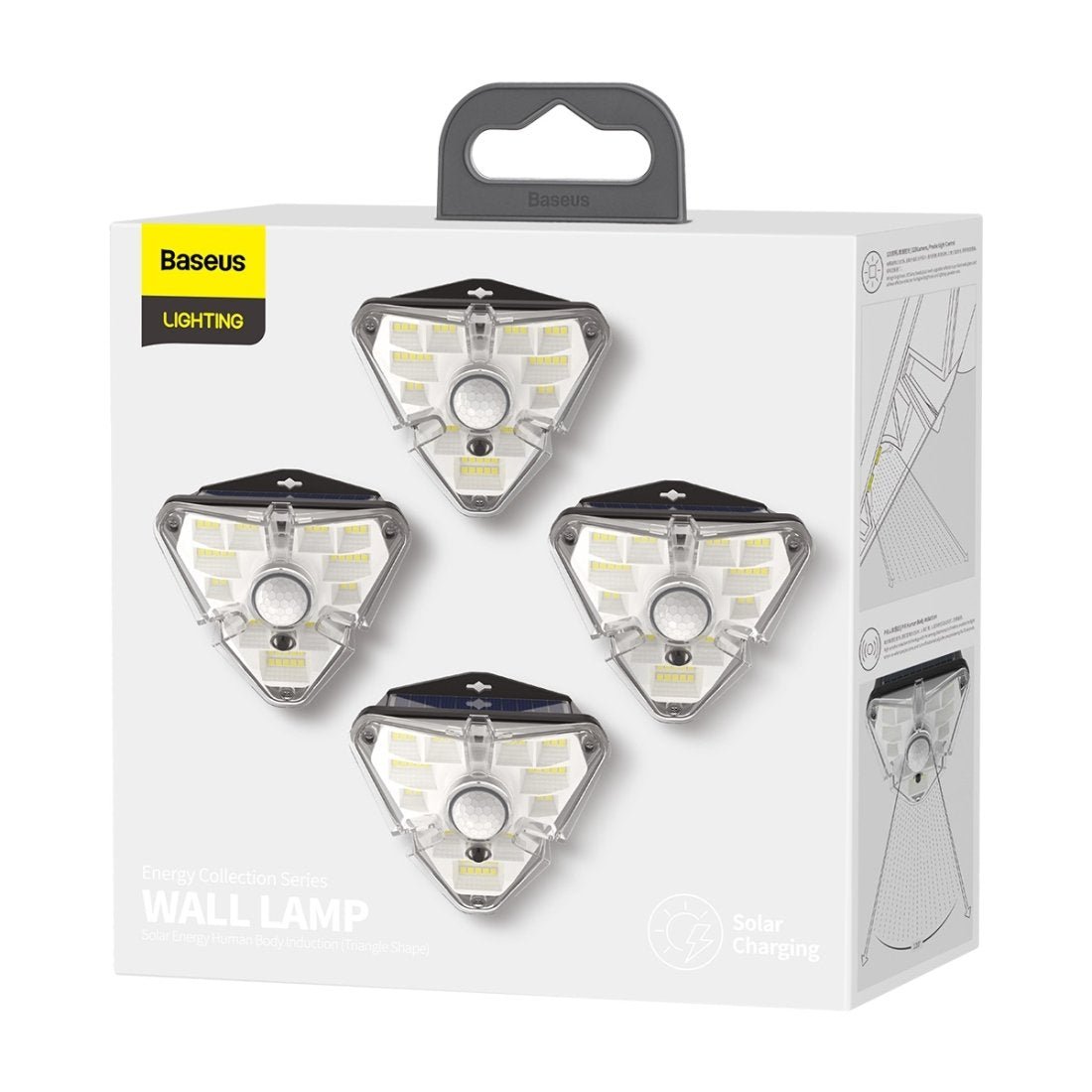 Baseus Energy Collection Solar Energy Wall Lamp - Triangle - 4Pcs Black