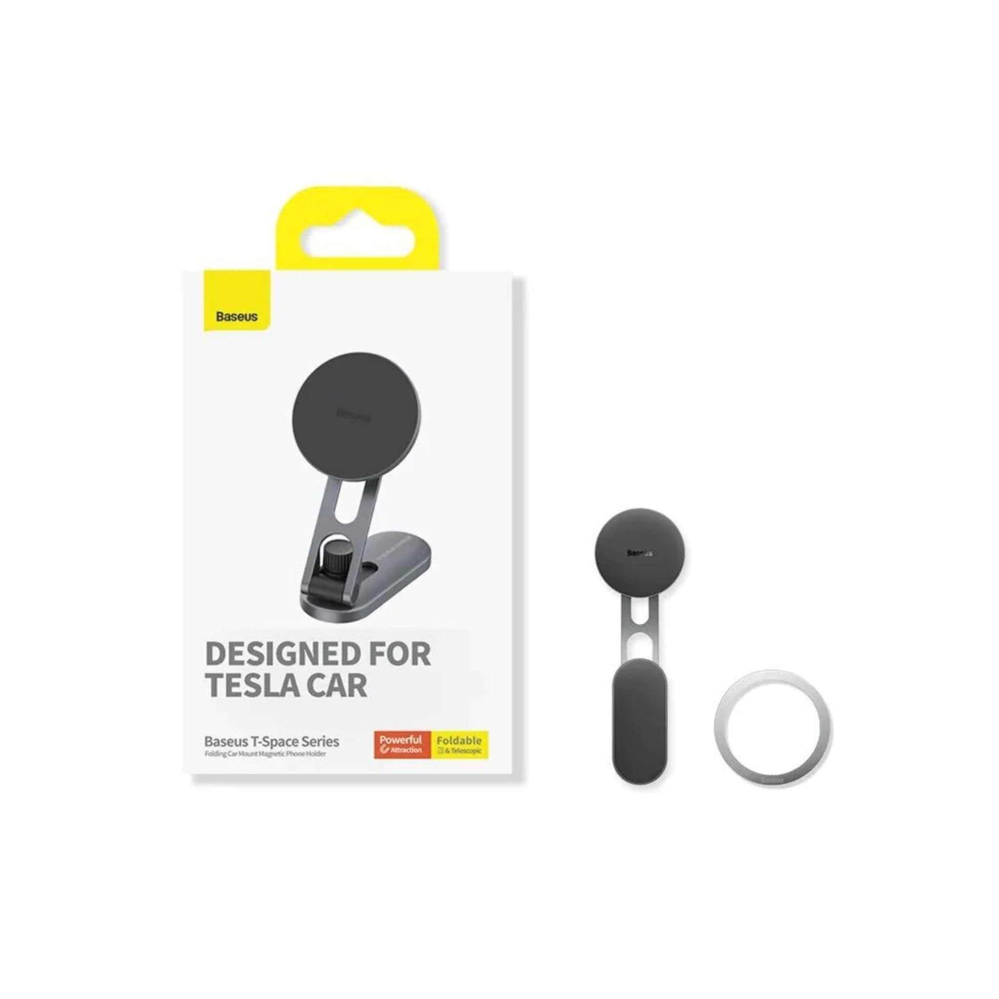 Baseus Folding Car Mount Magnetic Phone Holder For Tesla - Black