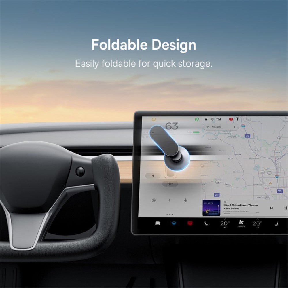 Baseus Folding Car Mount Magnetic Phone Holder For Tesla - Black