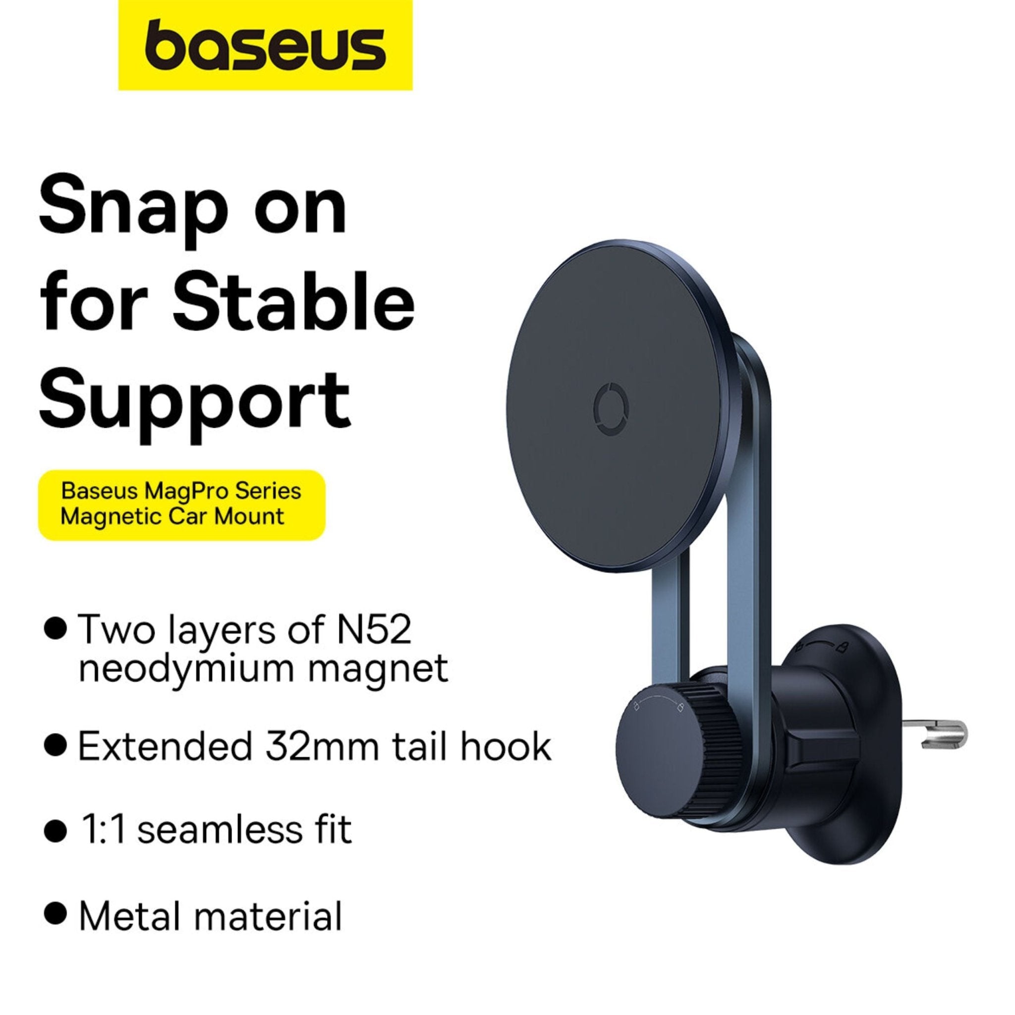 Baseus MagPro Series 360° Adjustable Magnetic Car Phone Holder - Black