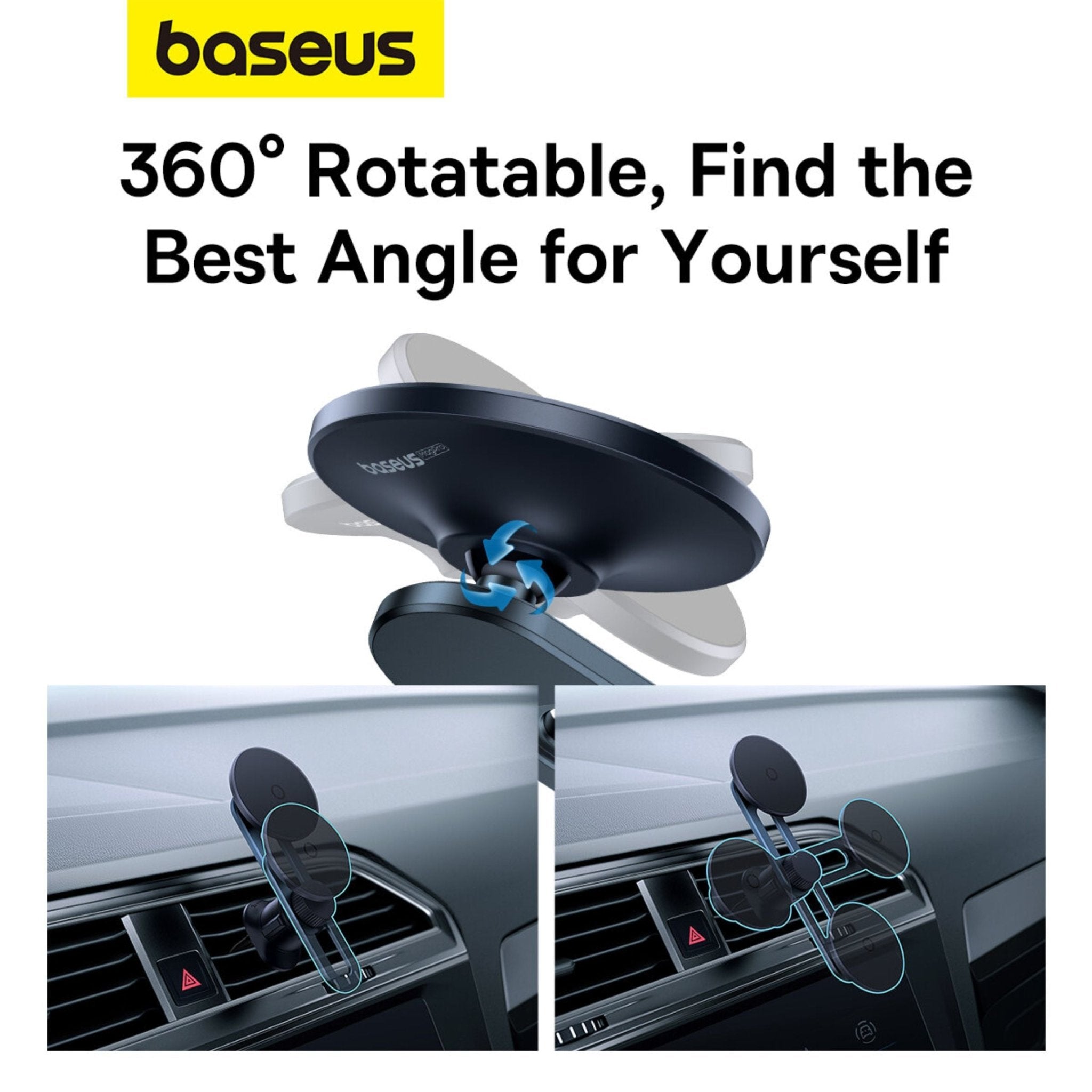 Baseus MagPro Series 360° Adjustable Magnetic Car Phone Holder - Black