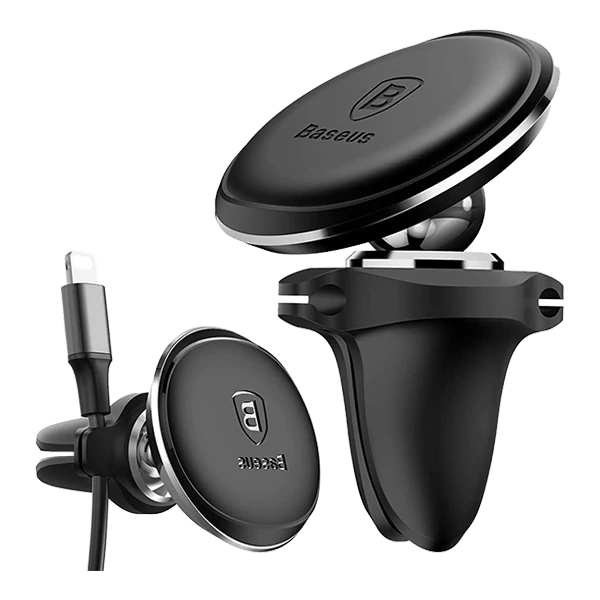 Baseus Magnetic Air Vent Car Mount Holder With Cable Clip - Black