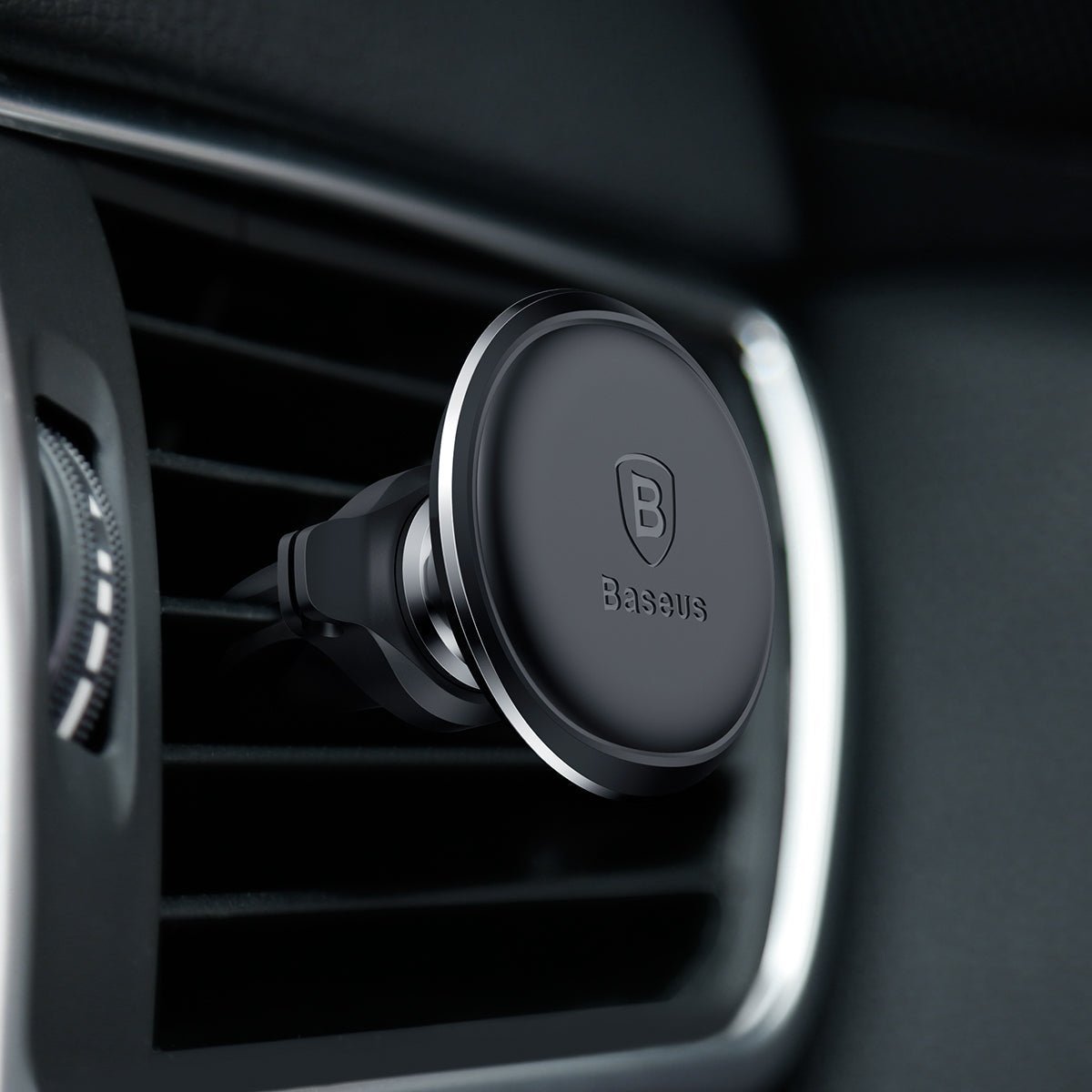 Baseus Magnetic Air Vent Car Mount Holder With Cable Clip - Black