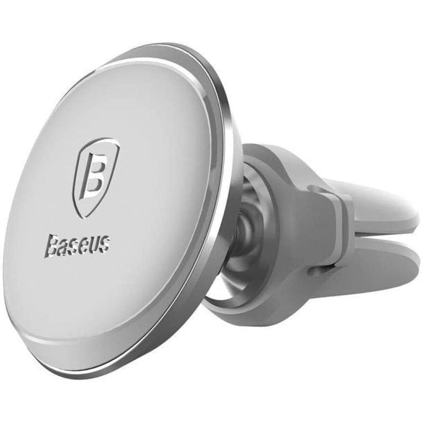 Baseus Magnetic Air Vent Car Mount Holder With Cable Clip - Silver